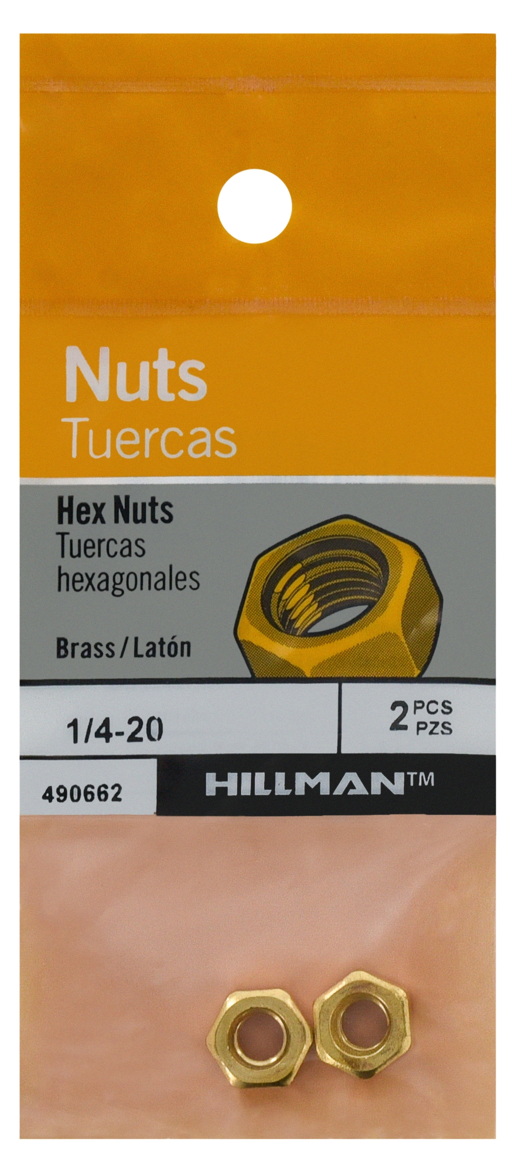5 1/4-20 Brass Hex Nut 1/4 x 20 Nuts 1/4x20 Coarse Thread 