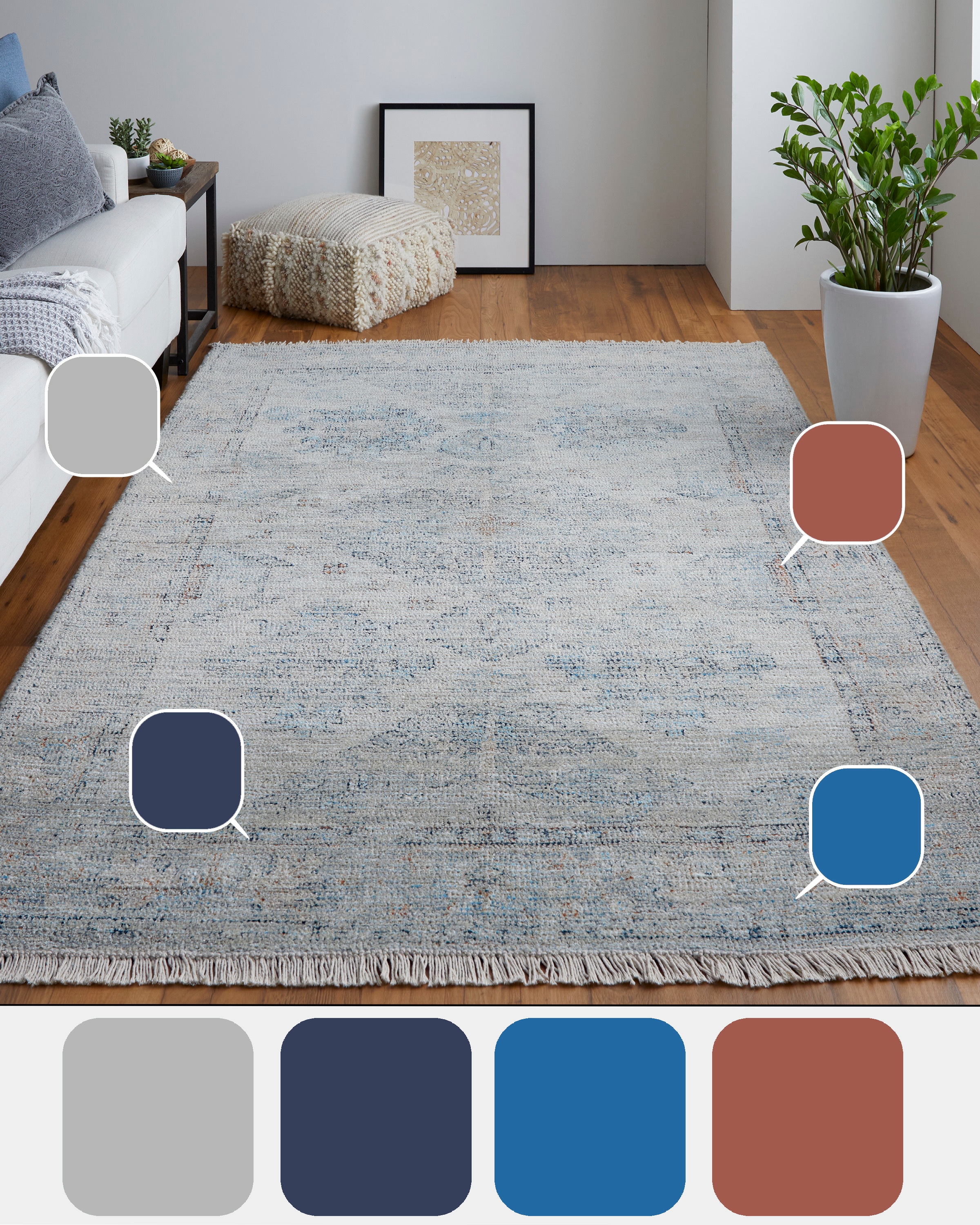 Handmade Gray Wool-Viscose Blend Rectangular Tufted Rug 27"x4"