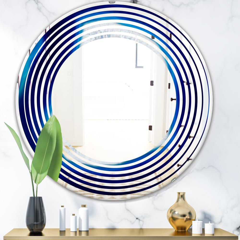 Designart Designart Mirrors 24-in W x 24-in H Round Blue Polished ...