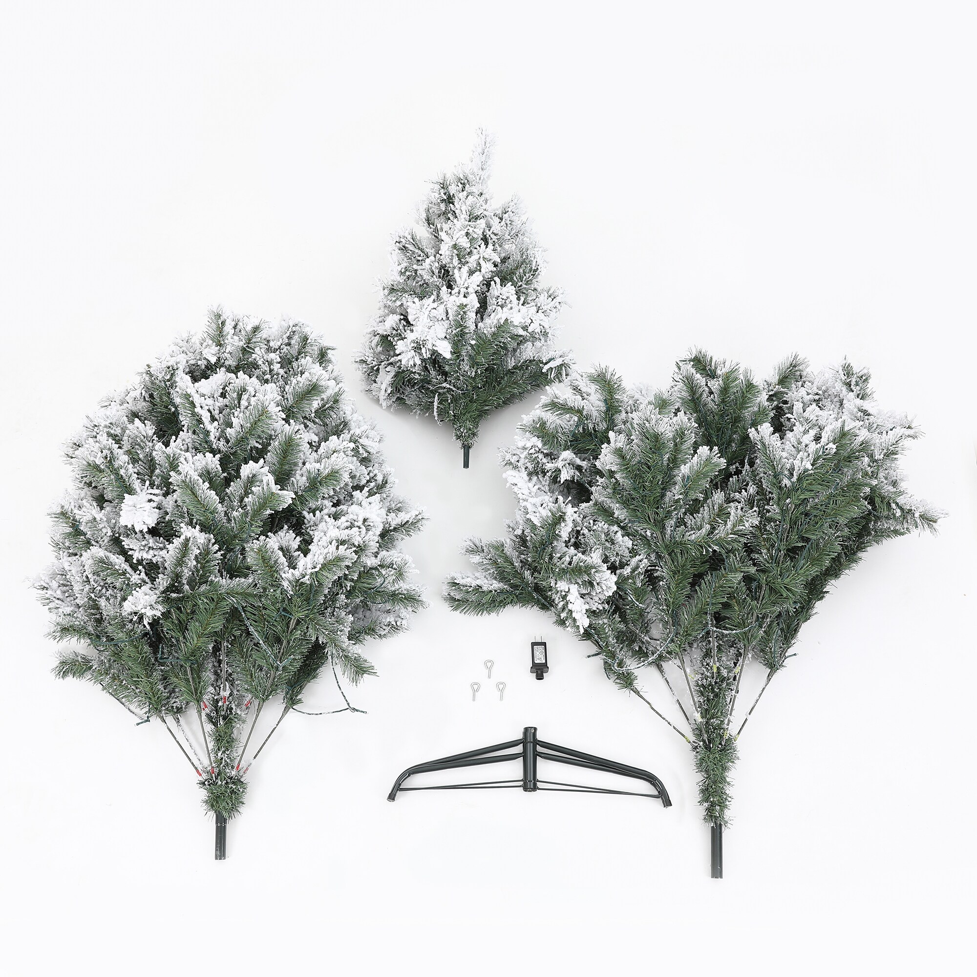 7-Foot White Flocked Spruce Artificial Christmas Tree with LED Lights