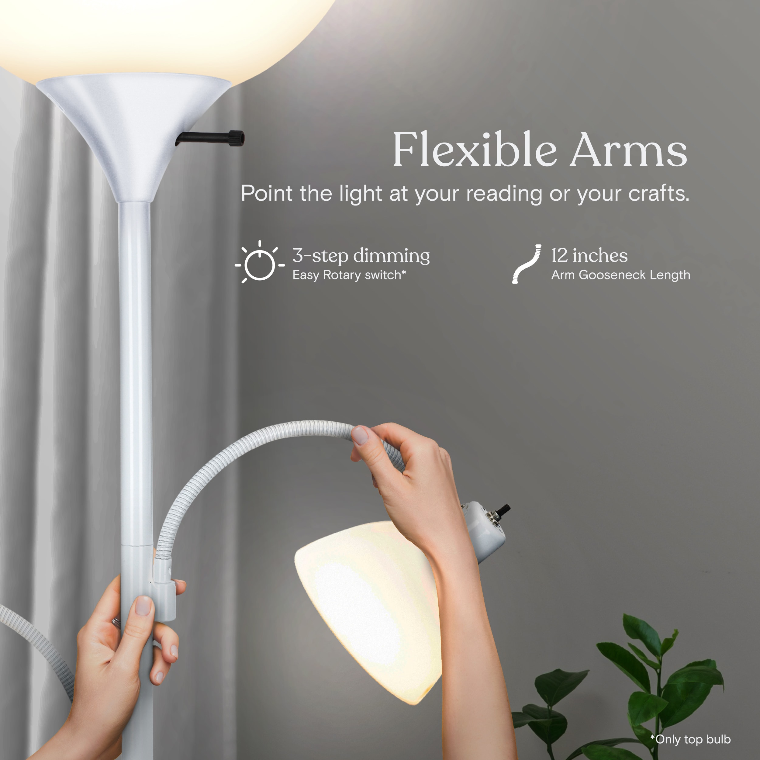 Brightech Sky Dome Double 72" White Metal Torchiere Floor Lamp with Adjustable Arms