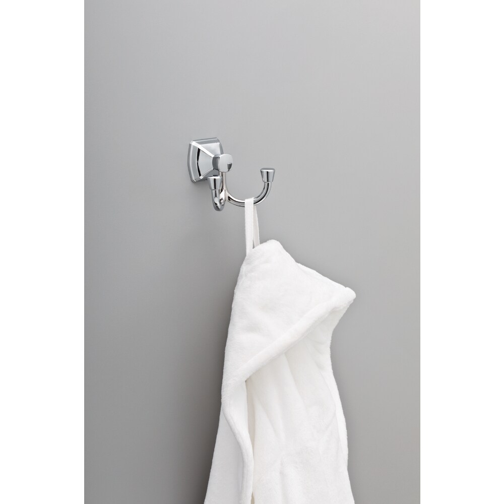 Delta Flynn Polished Chrome Double-Hook Wall Mount Towel Hook in the ...