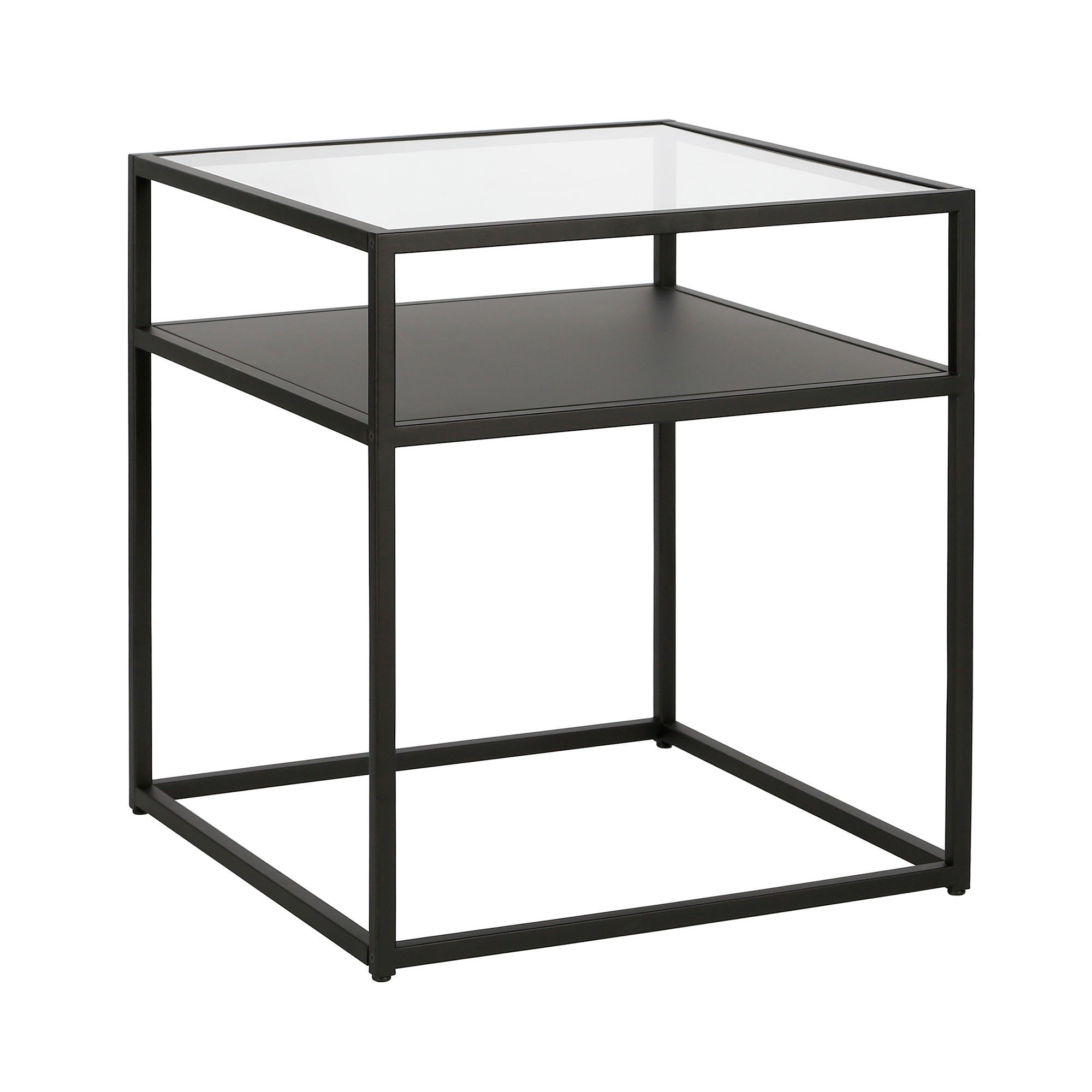 Hailey Home ST0357 Ada 20.00-in W x 22-in H Blackened bronze Glass Square Modern End Table Assembly Required