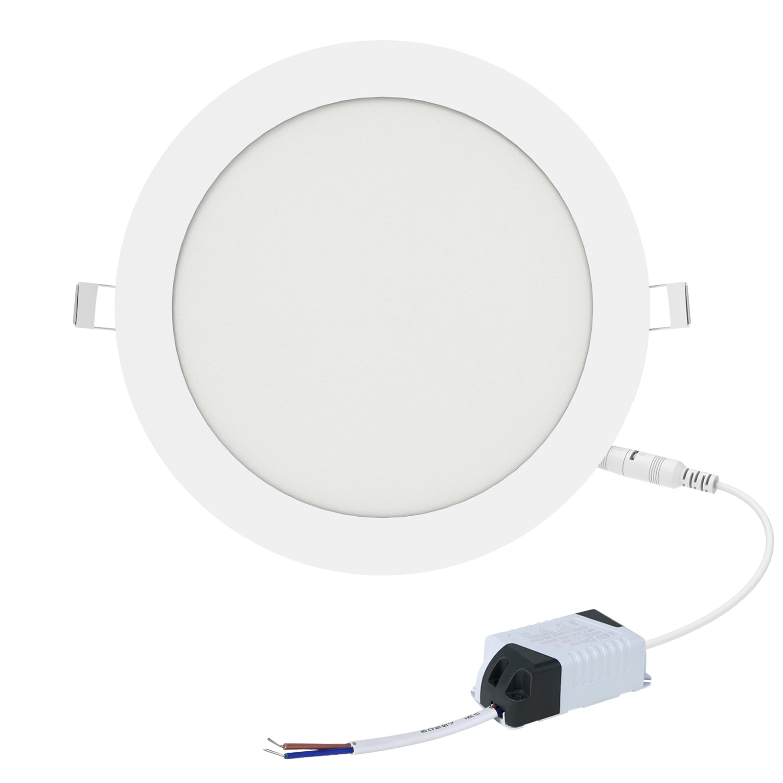 ITOPFOX  Ultra Thin 15W LED Ceiling Panel Light 7.42 in Recessed Round Downlight for Home Office Mall Low Energy Consumption Non Dimmable 6000K
