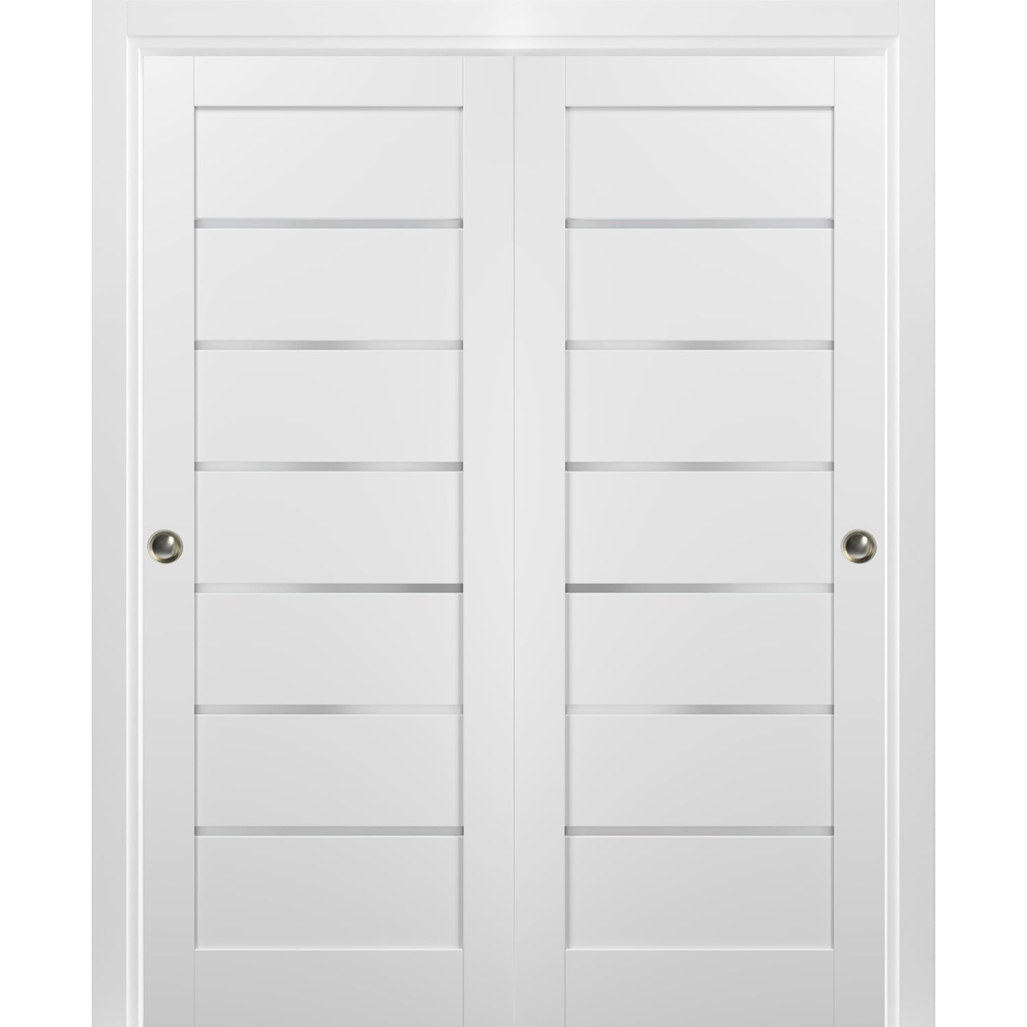 SARTODOORS 4117DBD-WS-60 4117 60-in x 80-in White Frosted glass Solid core Prefinished Oak Wood Closet Sliding Door ( Hardware Included )