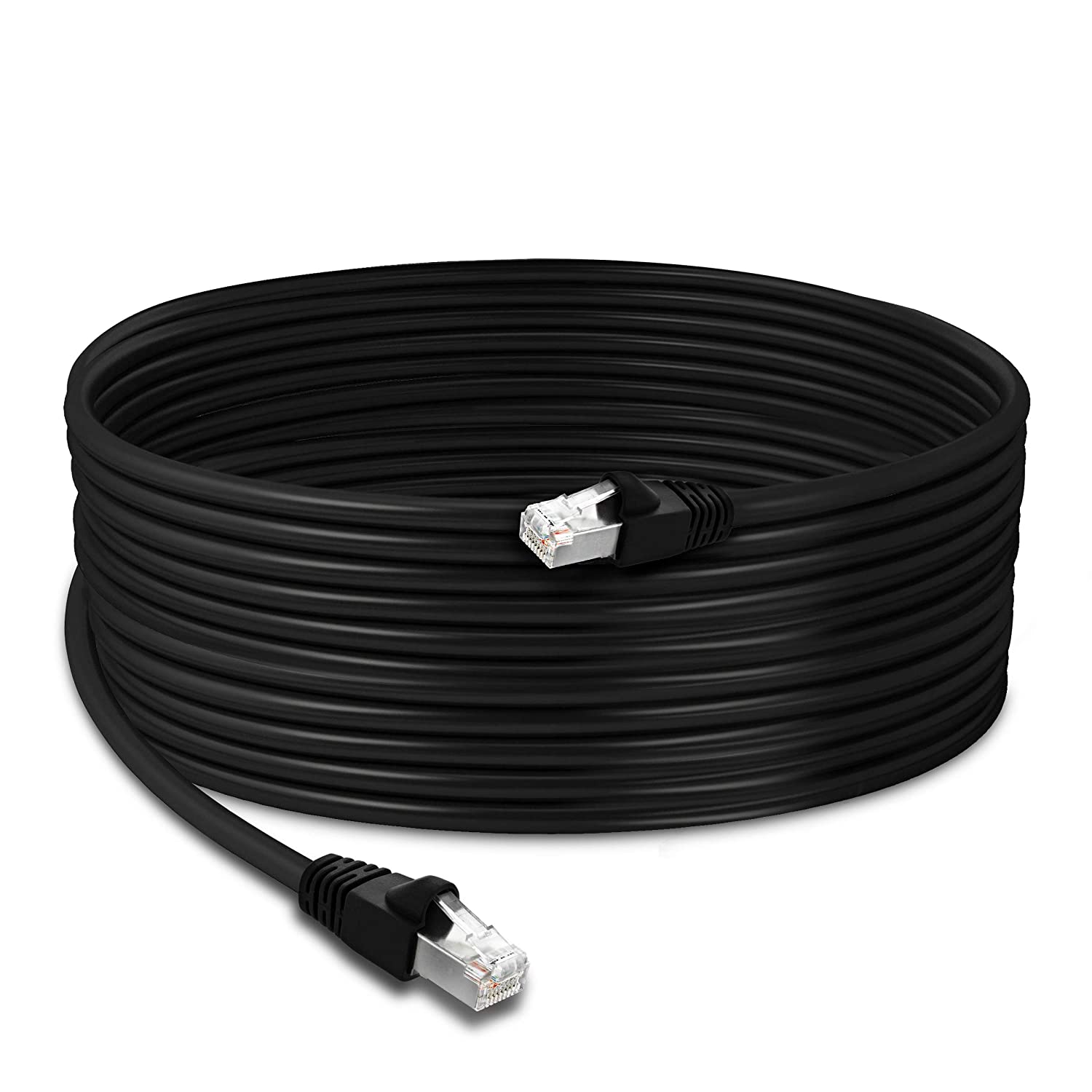 50 ft. CAT 8 SFTP 26 AWG Double Shielded RJ45 Snagless Ethernet Cable, Black