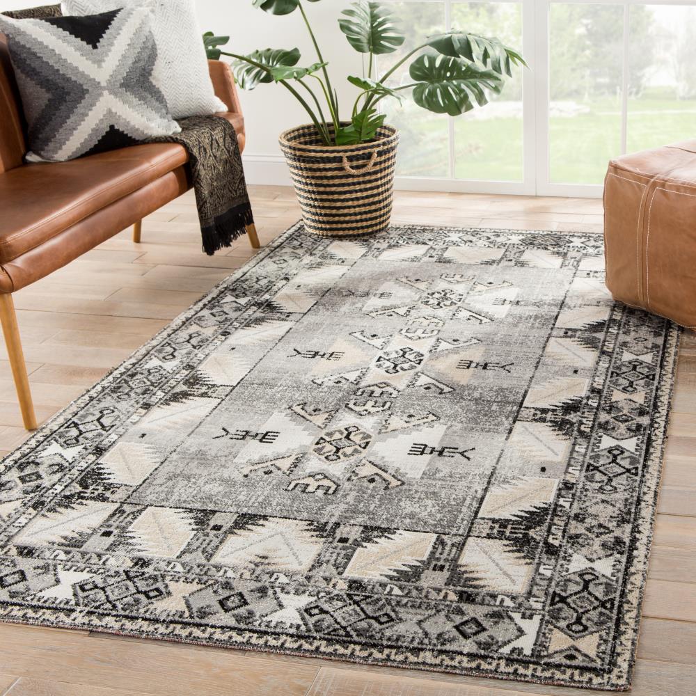  BRG142958 Deon 3 x 10 (ft) Loomed Polypropylene Gray/Beige Rectangular Indoor/Outdoor Border Southwestern Runner rug