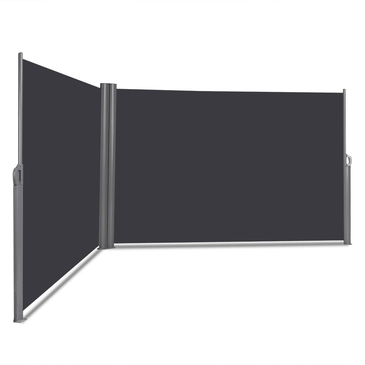 Costway - 237in x 63in Patio Retractable Double Folding Side Awning Screen Divider