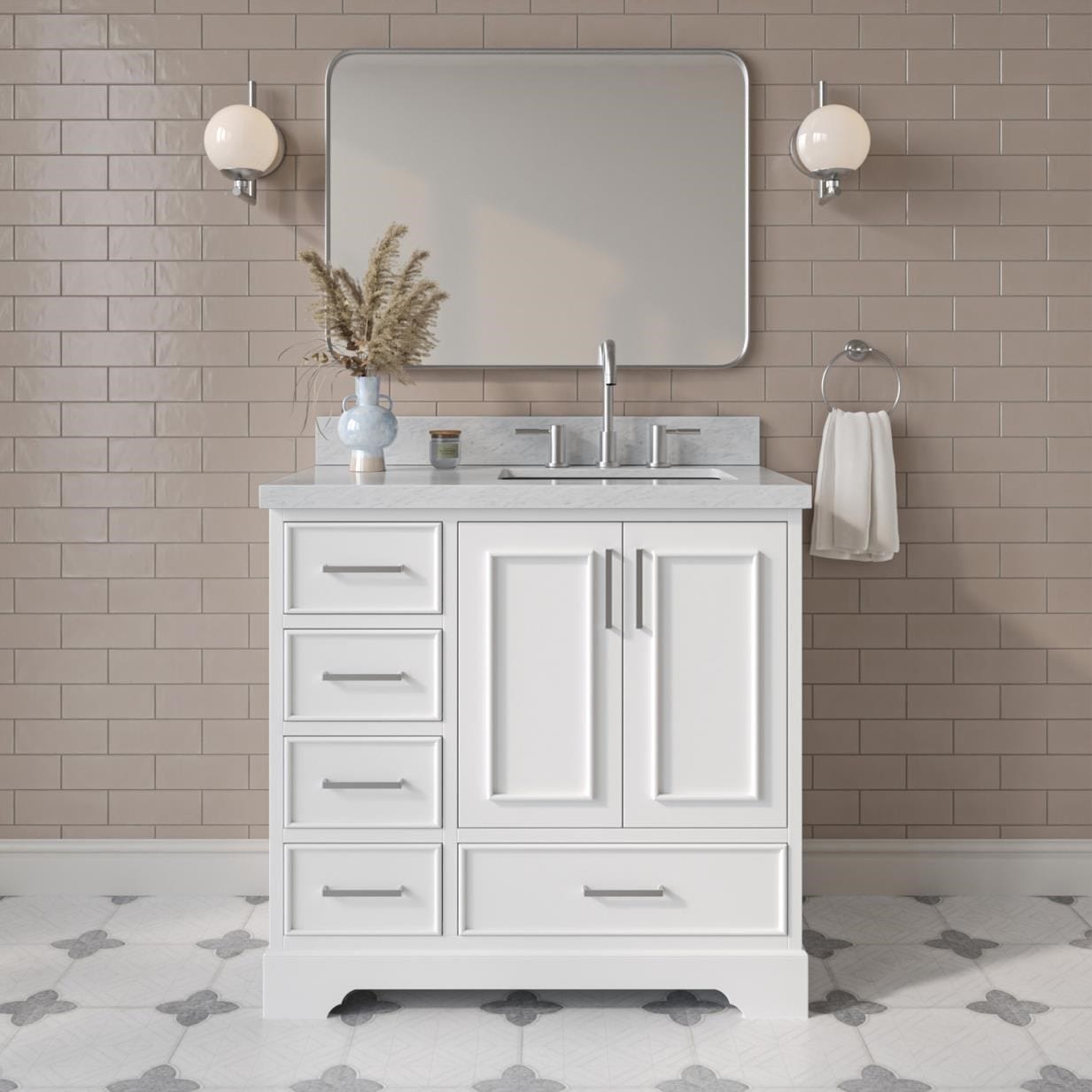 ARIEL Stafford Undermount Single Sink Bathroom Vanity with Quartz or Marble Top
