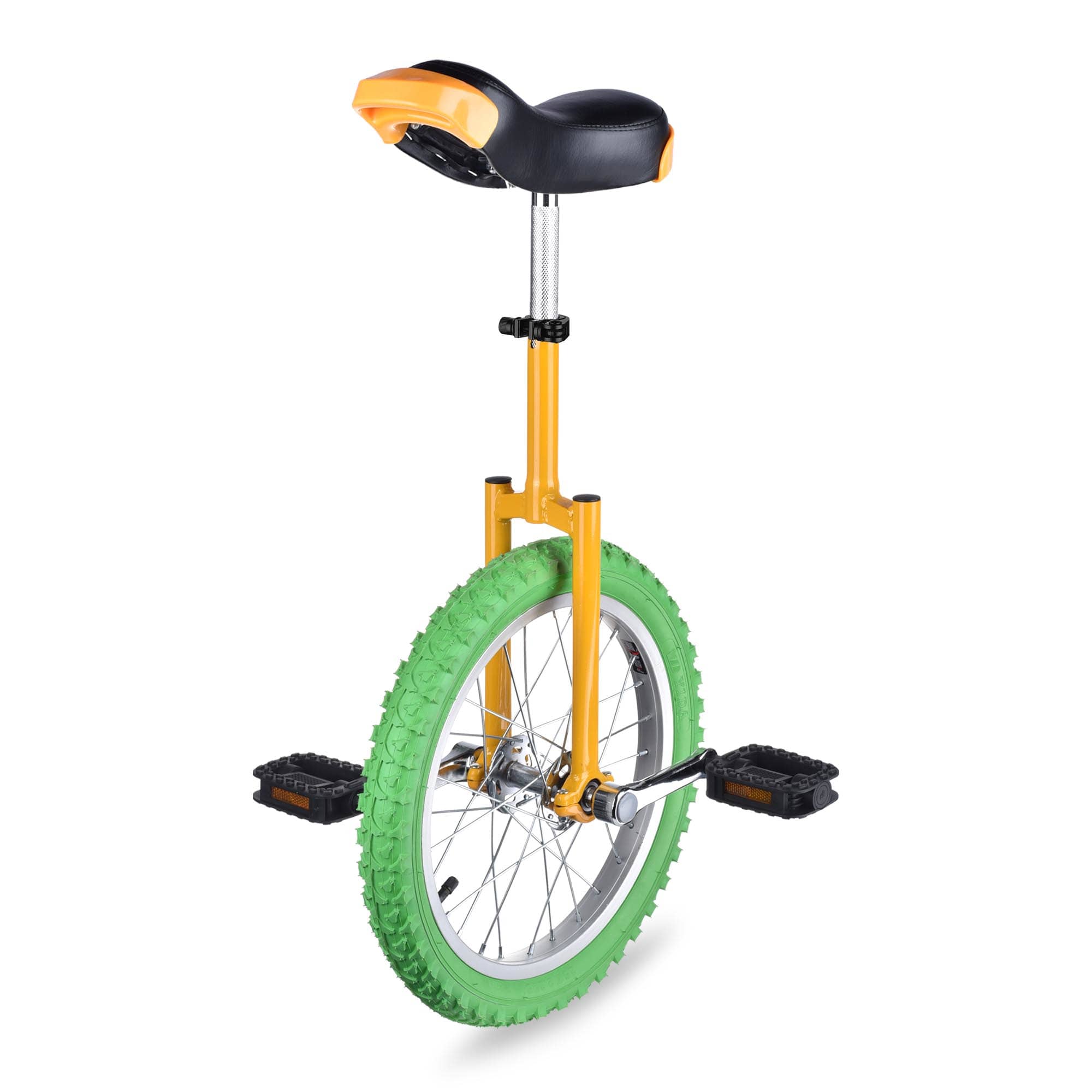 Yescom 04UBK001-16-04-LO 16 In Wheel Outdoor Unicycle Adjustable Seat Exercise Bicycle Balance Training for Adults Teenagers Kids Yellow and Green