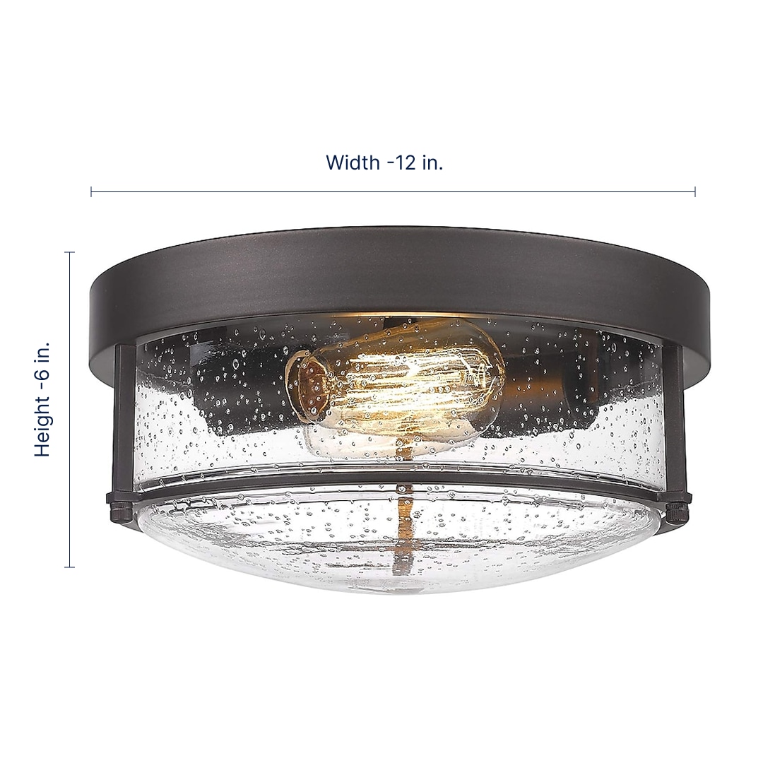 Farmhouse Oil Rubbed Bronze Glass Drum Ceiling Light
