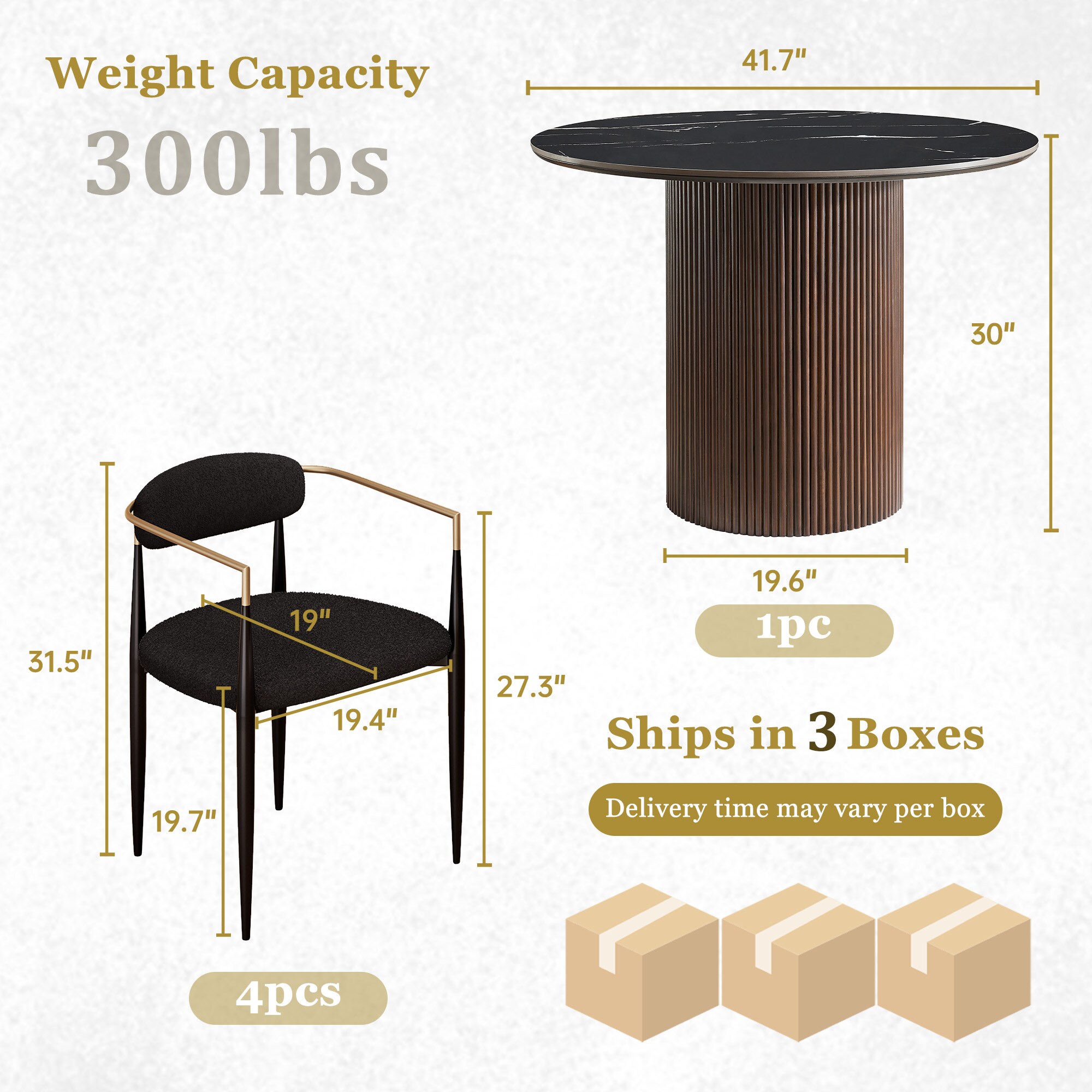 FARATI D3066RTC-BK-BK-4 Dining-Sets - View #2