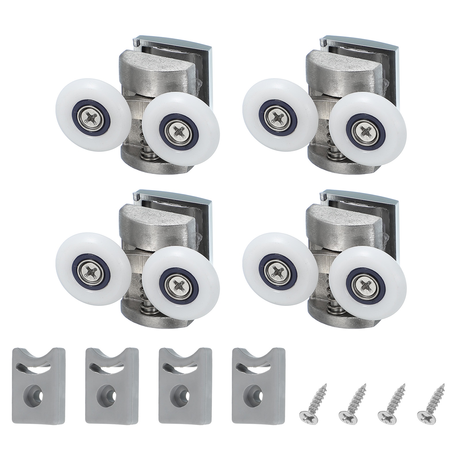 Unique Bargains 25mm Shower Door Rollers Sliding Shower Doors Wheels 304 Stainless Steel Bottom Wheels with Anti-Collision Block and Screws for Glass Doors 6mm Silver 4pcs #S25093001UX8307