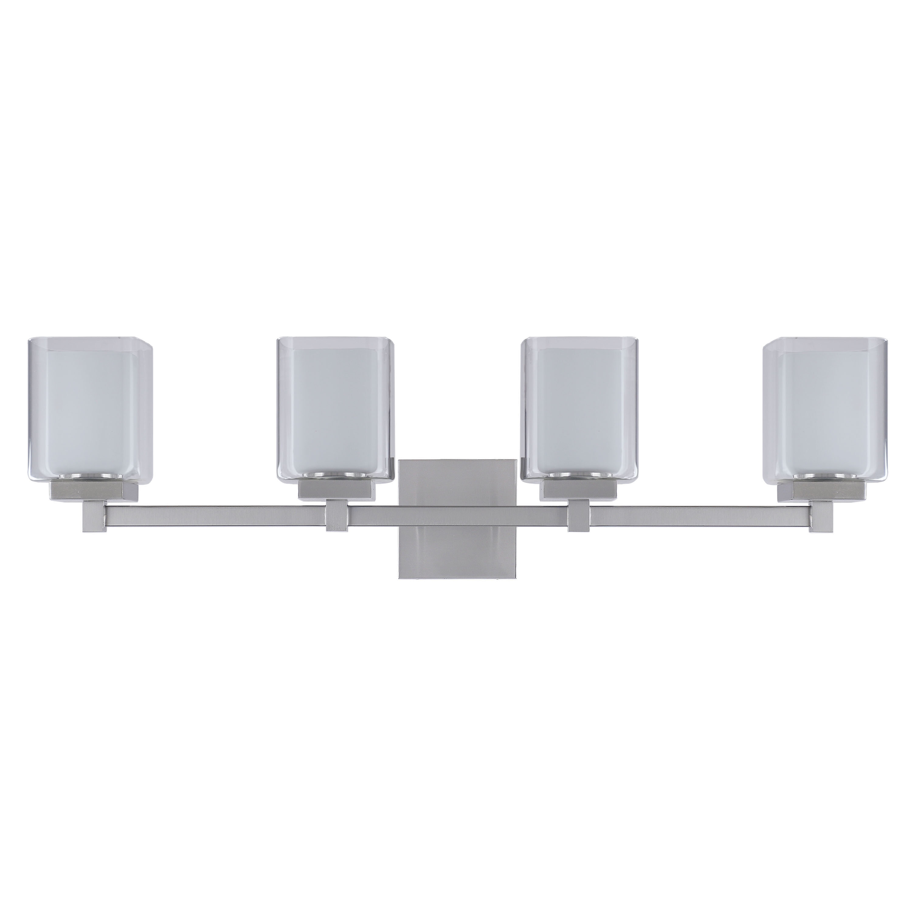 32-inch Satin Nickel 4-Light Vanity Fixture with Clear Glass Shades
