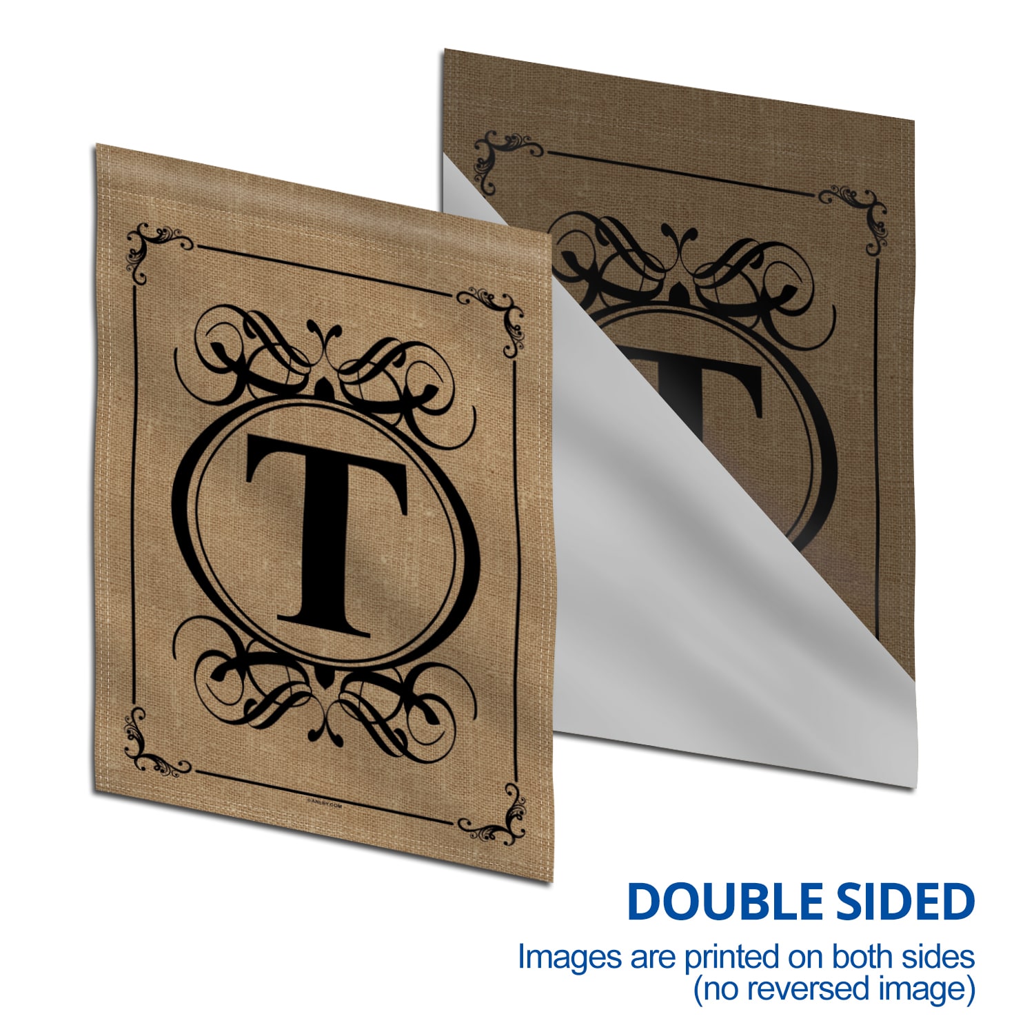 Classic Monogram Letter T Beige Polyester Garden Flag