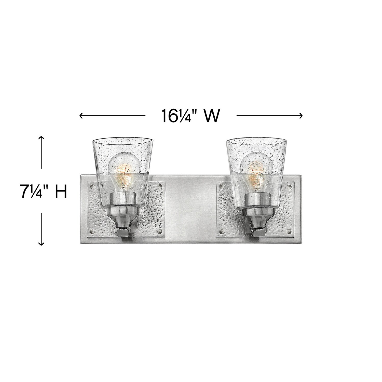 Brushed Nickel 2-Light Bathroom Wall Sconce with Clear Seedy Glass