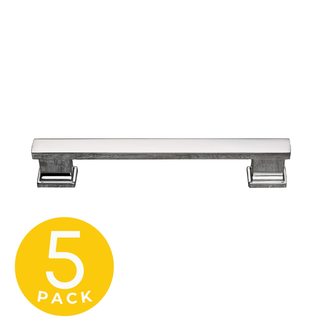 Sapphire SP-2891-128-CP-5 Hexa 5-in , 128mm Center to Center Polished Chrome Rectangular Bar Appliance Drawer Pulls 5 -Pack