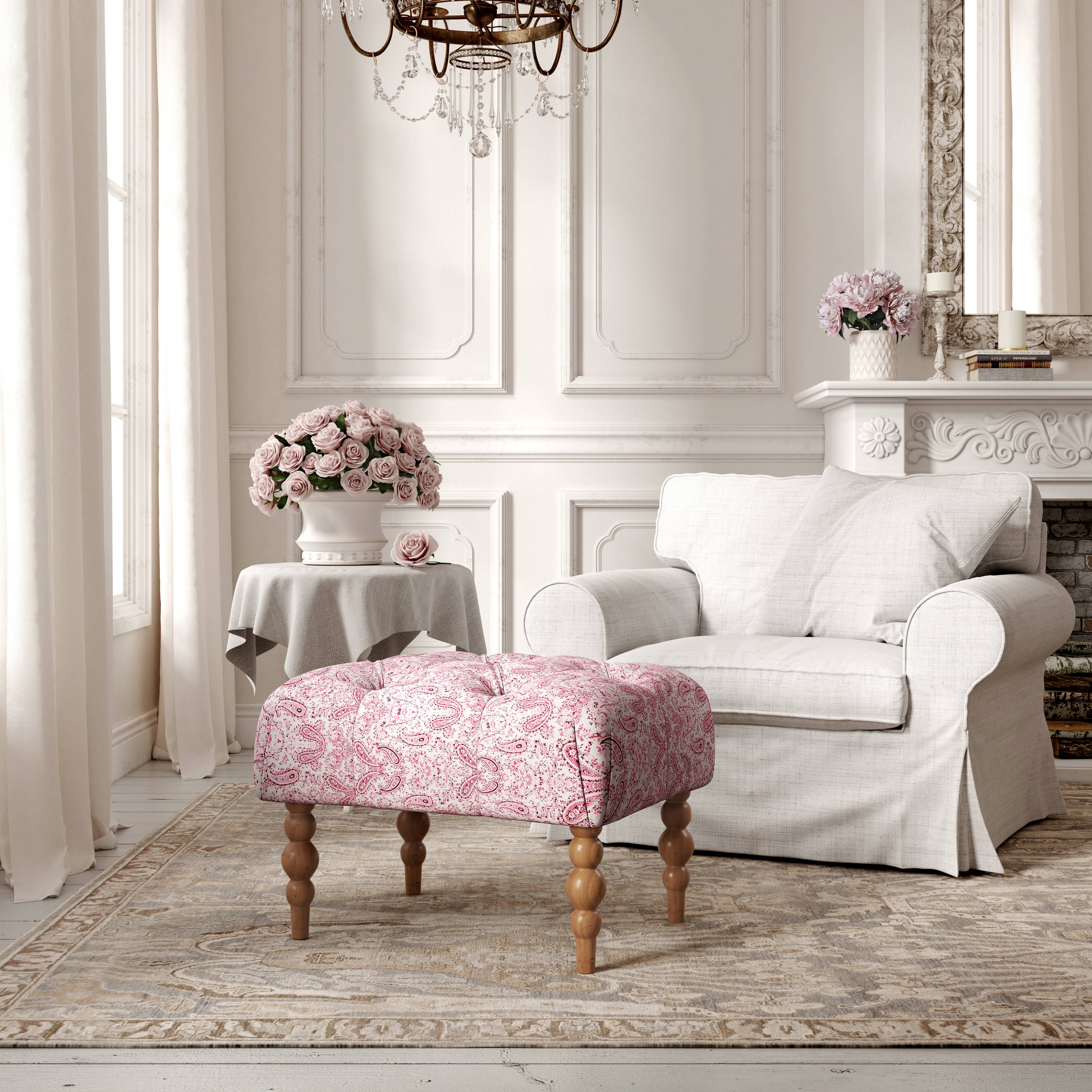 Shabby chic chair online and ottoman