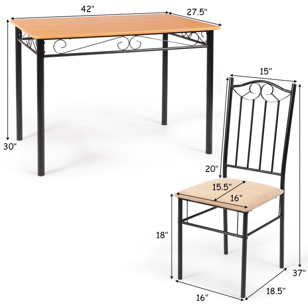 Elegant Hollow-Carved 5-Piece Wood & Metal Dining Set in Wooden Color