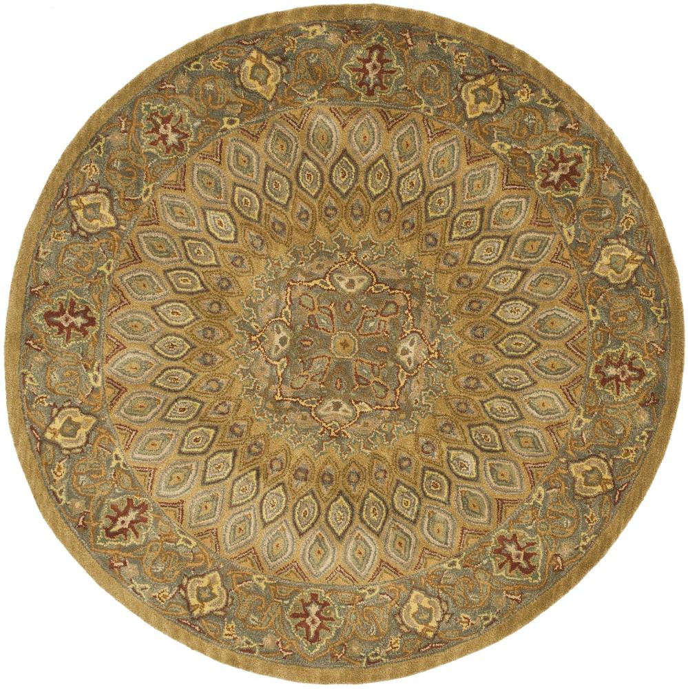 Safavieh HG914A-8R Heritage Chador 8 x 8 (ft) Tufted Wool Light Brown/Gray Round Indoor Floral/Botanical Oriental Area rug