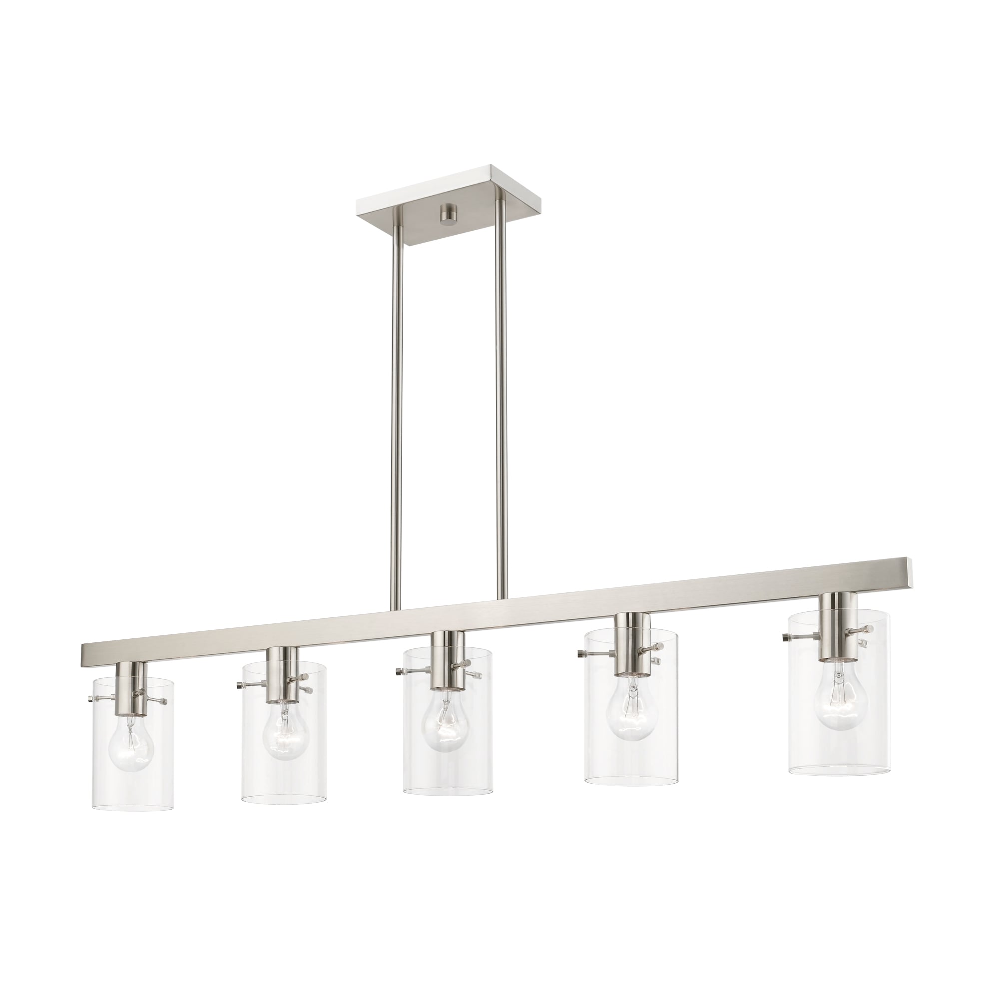 Munich Collection Brushed Nickel 5-Light Linear Chandelier with Clear Glass