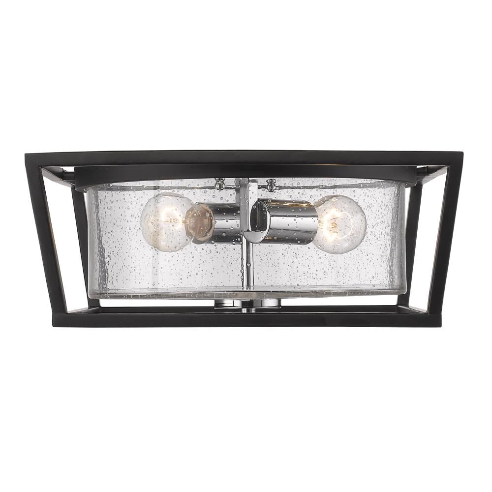 Golden Lighting 4309-FM BLK-SD Mercer 2 -Light 14.5-in Gloss Black Flush Mount Light