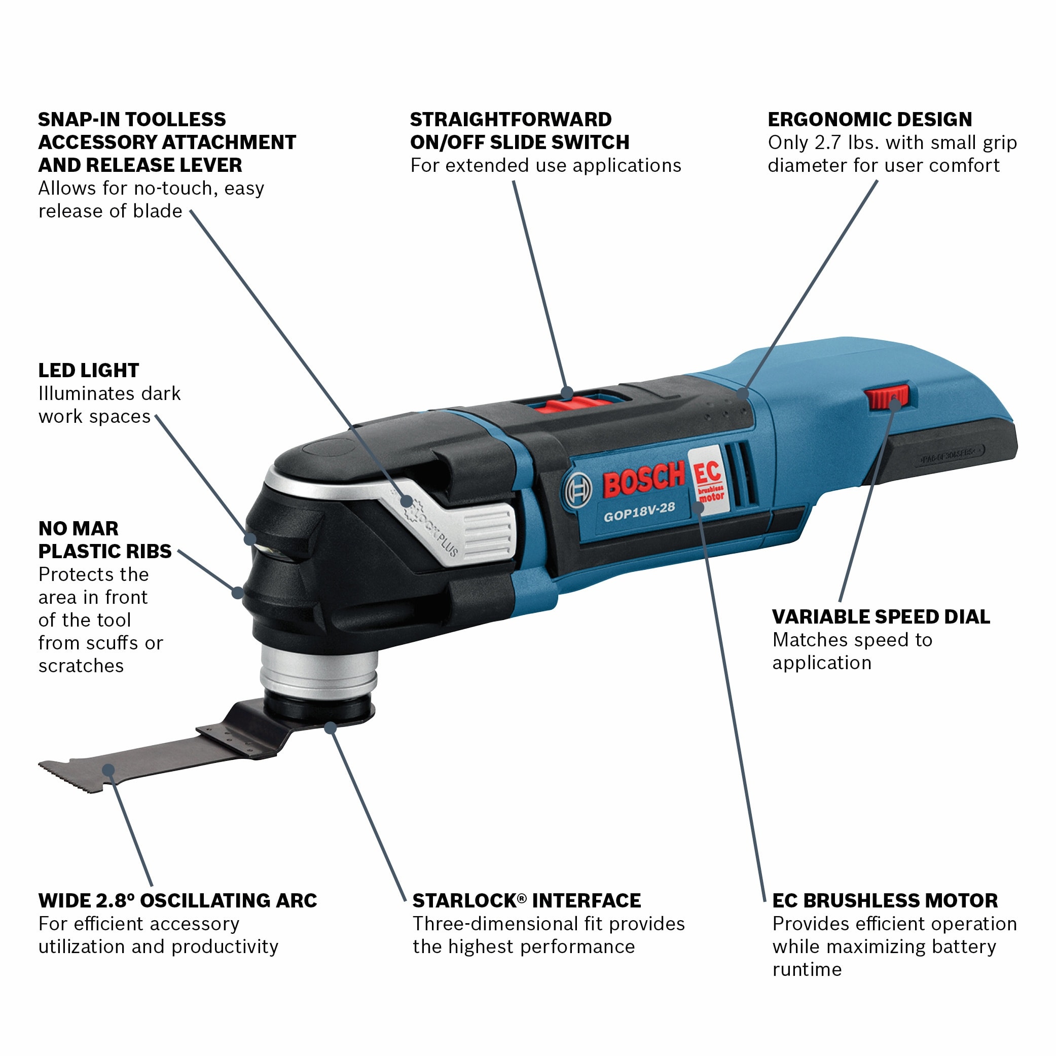 Bosch StarlockPlus Cordless Brushless 18-volt Variable Speed Oscillating  Multi-Tool in the Oscillating Tool Kits department at
