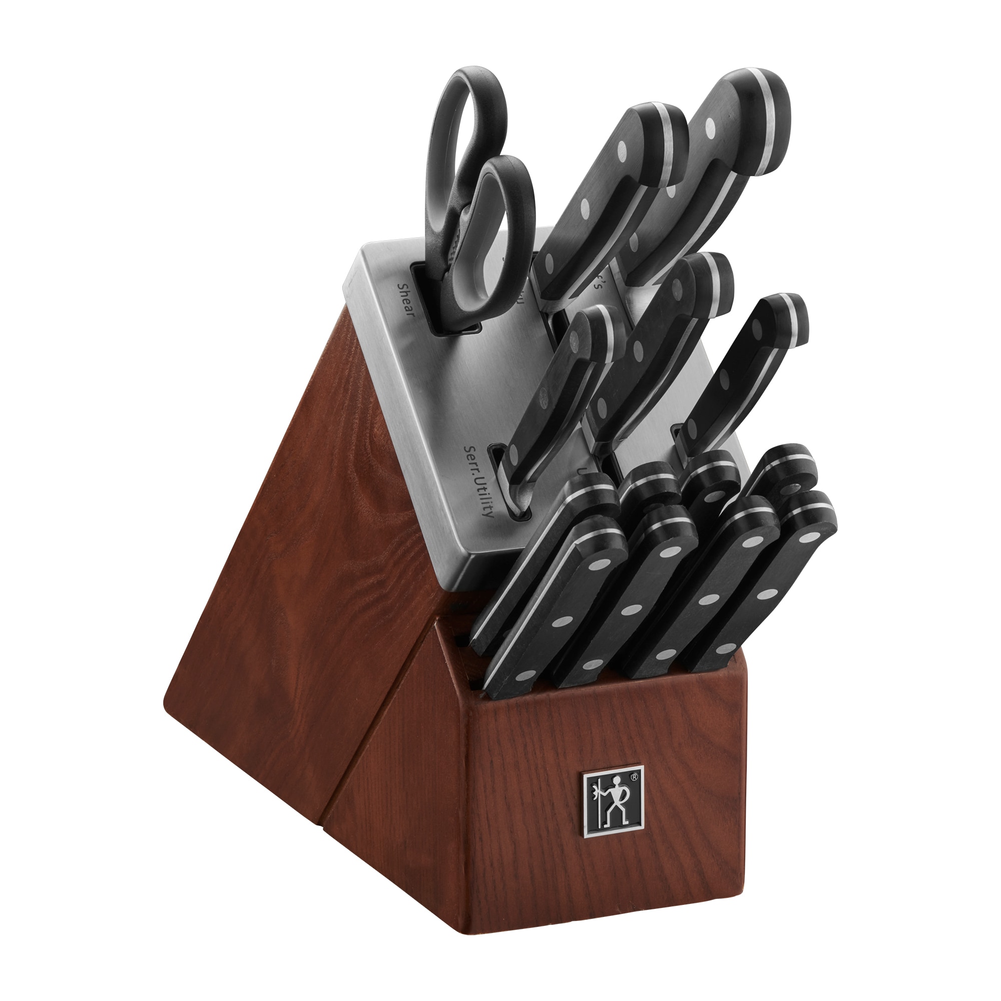 Henckels Classic 15-Piece Self-Sharpening Knife Block Set with Ash Wood Base