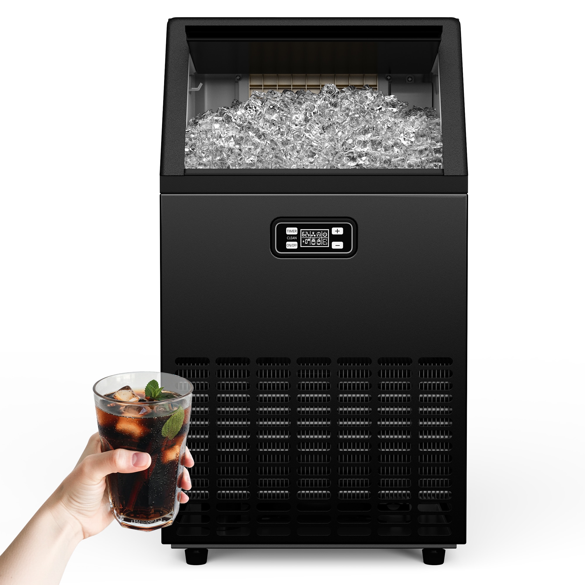Euhomy CIM001-100BL 100-lb Ice Per day 33-lb Ice Storage  Freestanding Cubed Ice Maker in Black