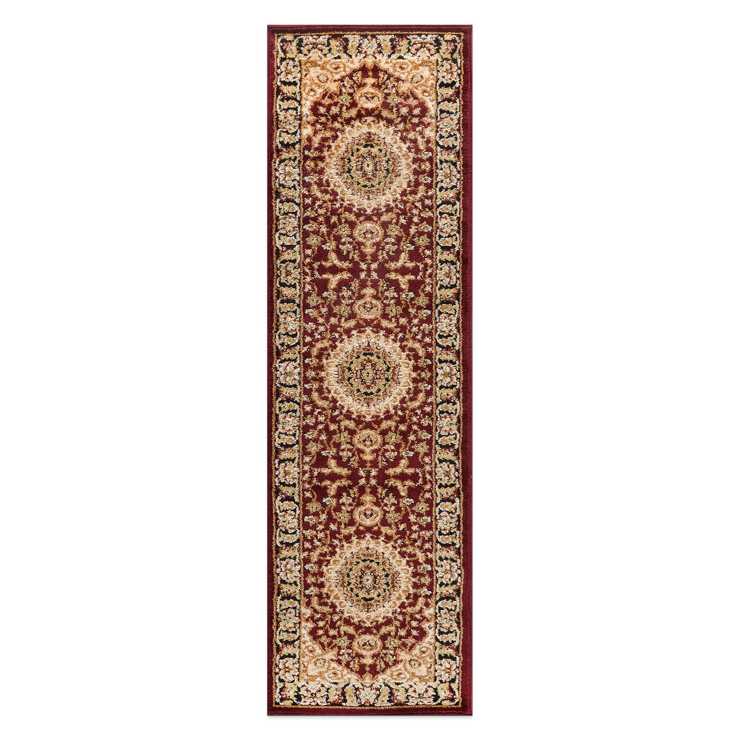 Burgundy Synthetic Medallion Reversible Runner Rug 2'7" x 6'