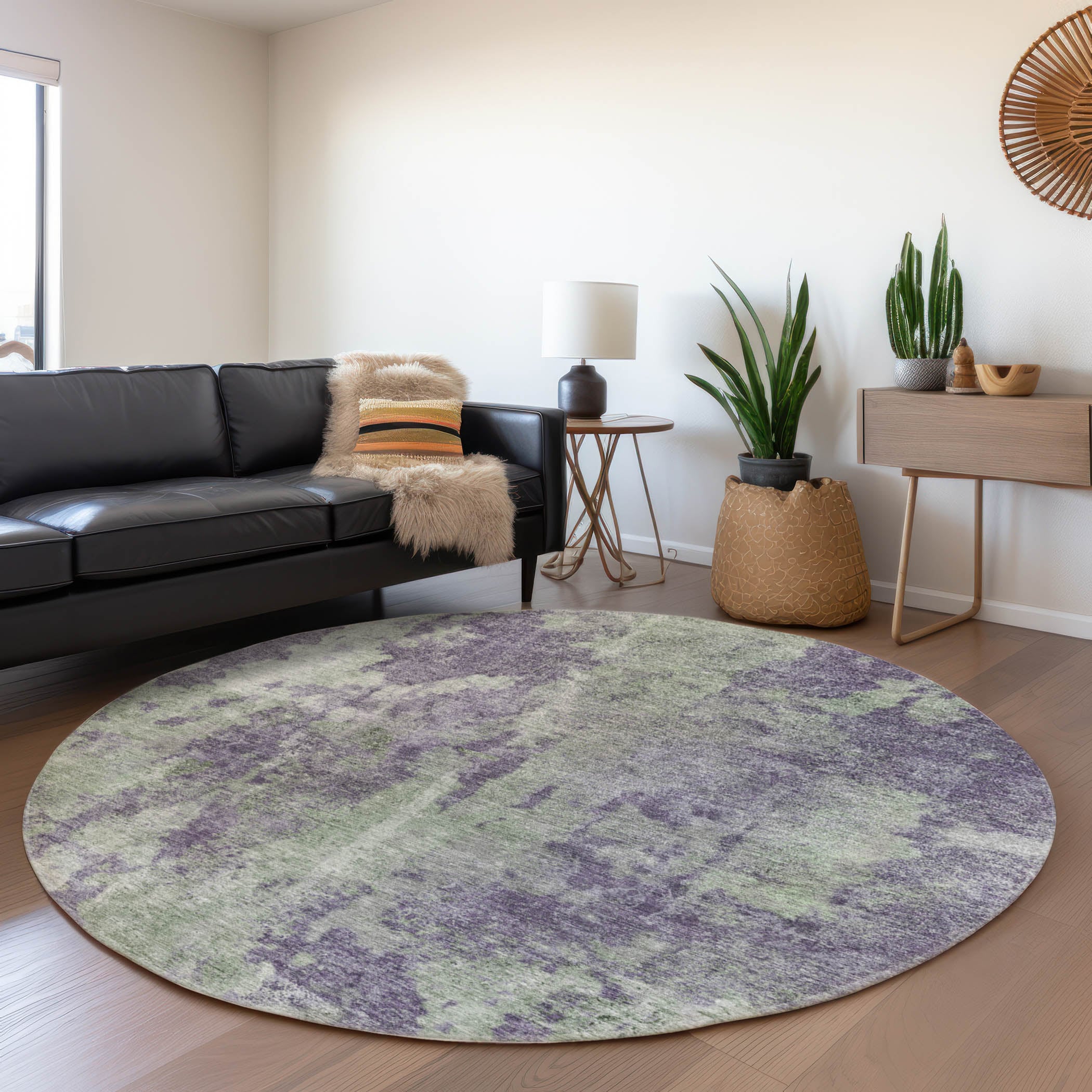 Addison Rugs ACN573PP8RO Chantille ACN573PP 8 x 8 (ft) Polyester Purple Round Indoor/Outdoor Mid-Century Modern Machine washable Area rug