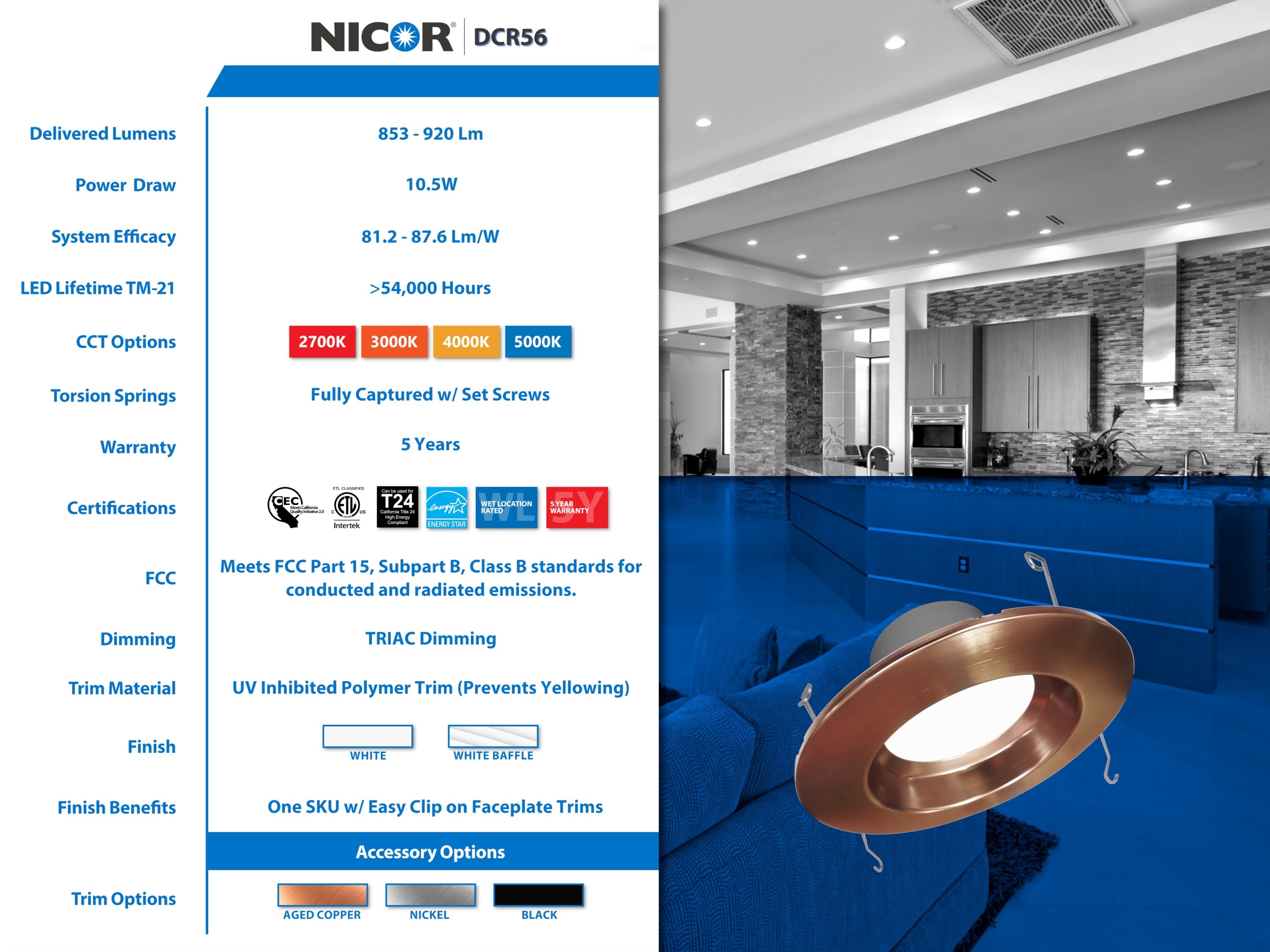 Nicor Lighting DCR561081203KAC Led-Retrofit-Downlight - View #7