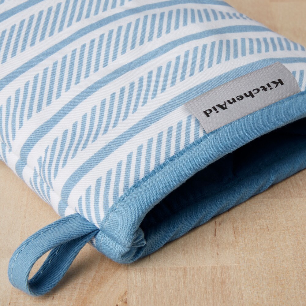 KitchenAid Aqua Sky Cotton Oven Mitt Set - Durable and Heat Resistant -  Slip-Resistant Silicone Grip - Set of 2 Albany Mitts - 7.25x13 Inches in  the Kitchen Towels department at