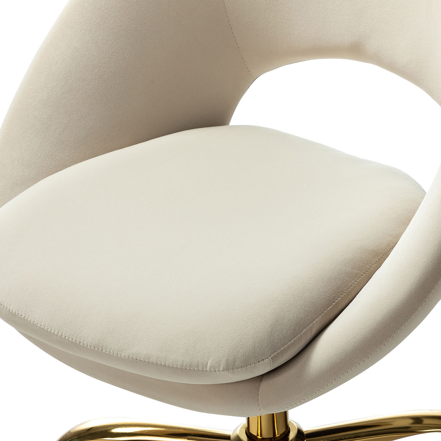 ErgoSwivel Tan Velvet Task Chair with Metal Base and Pine Accents
