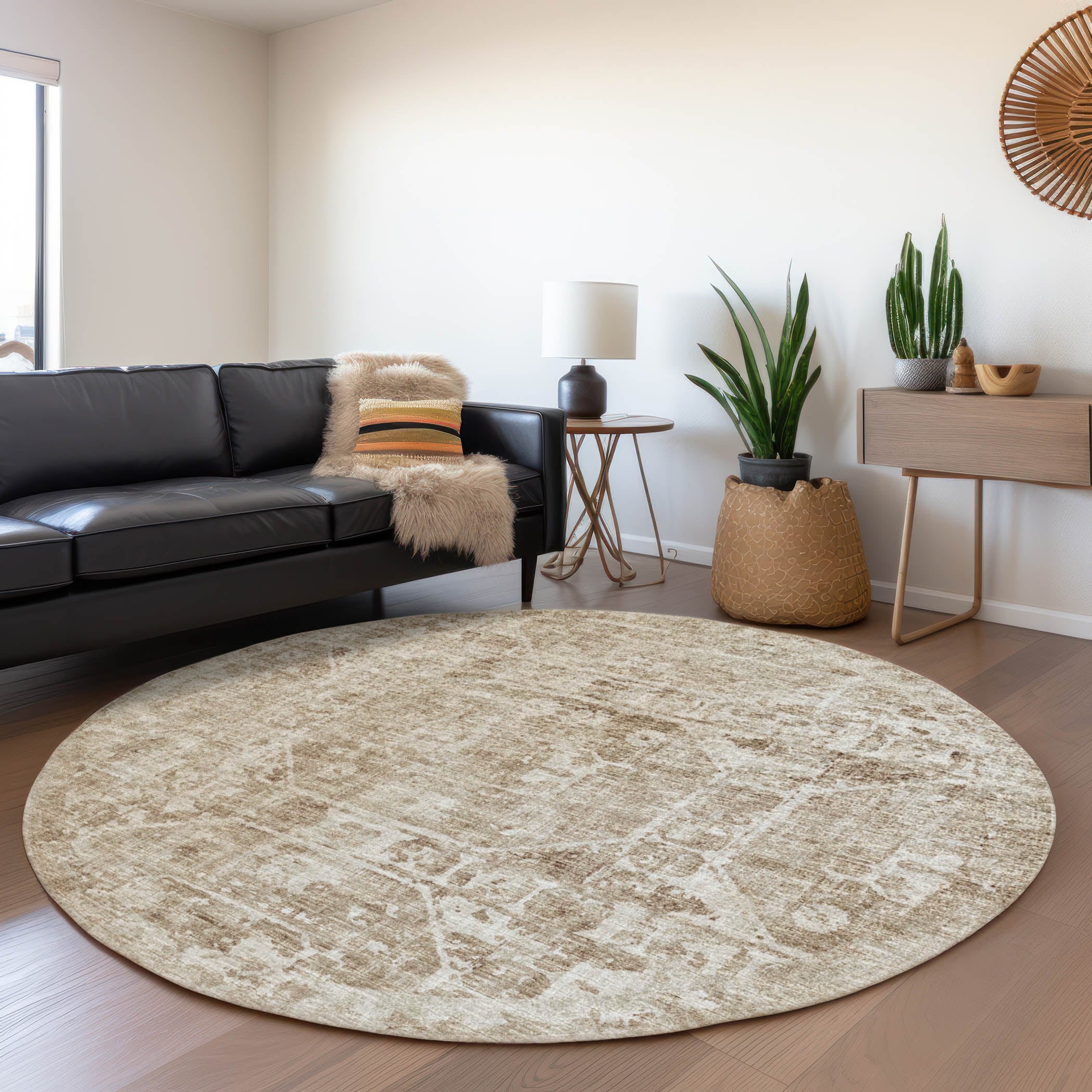 Addison Rugs AMF41BA8RO Mayfield AMF41BA 8 x 8 (ft) Loomed Polyester Baja Round Indoor Abstract Machine washable Area rug