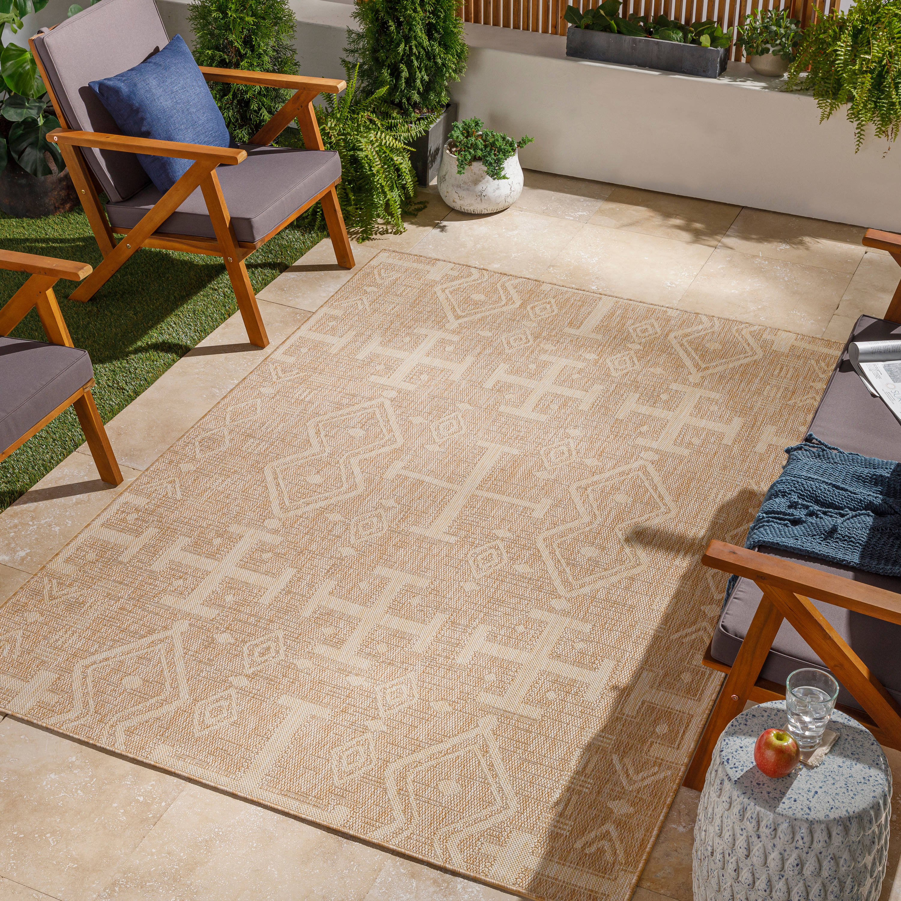 Livabliss TRG2322-679 Tuareg 7 x 9 (ft) Polypropylene Brown Rectangular Indoor/Outdoor Tribal Global Area rug