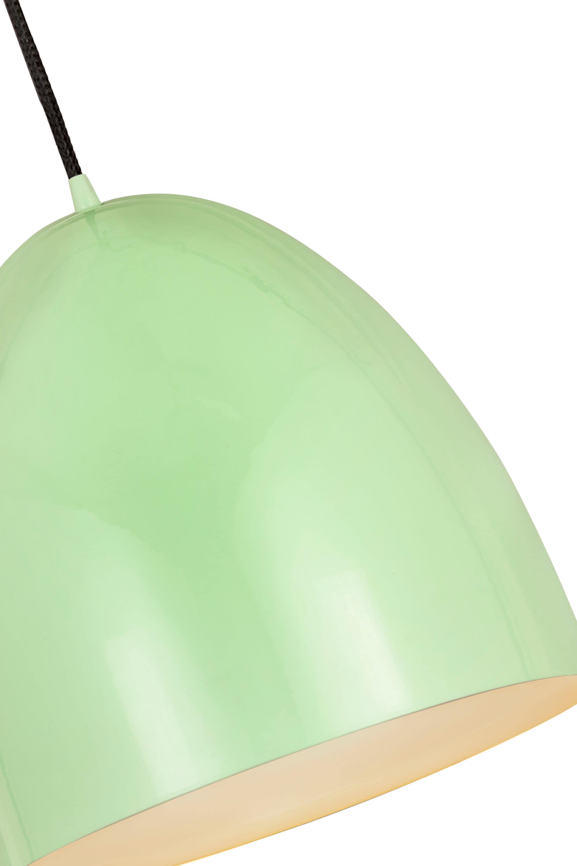 Farmhouse Mint Dome Pendant Light with Braided Black Cord