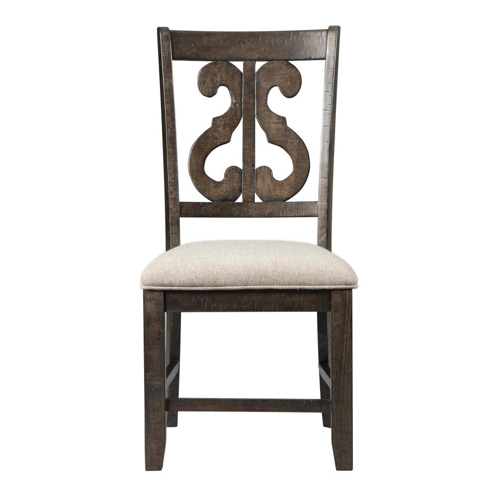 Stanford Smokey Walnut Round 5-Piece Dining Set with Light Brown Upholstered Chairs