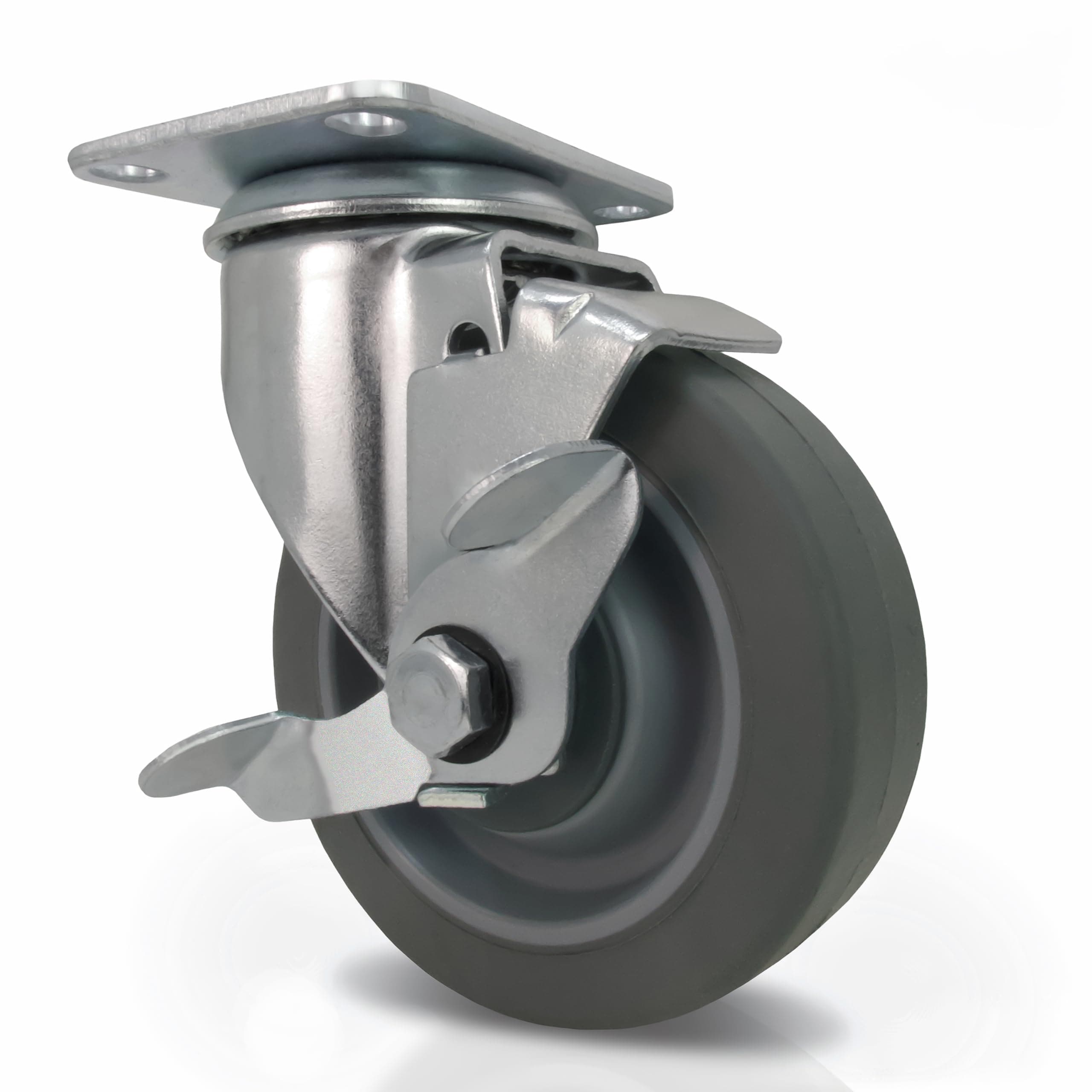 Colson  5 in. Gray Thermoplastic Rubber and Steel Swivel Caster Side Locking Brake 325 lb. Load Capacity Made in the USA
