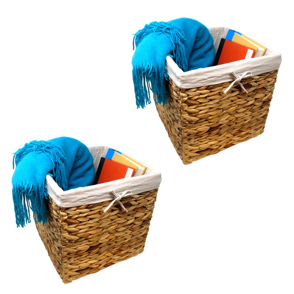 Trademark Innovations BSKT-NAT-LNR-2X 11.9-in W x 10-in H x 11.9-in D Brown Wicker Basket