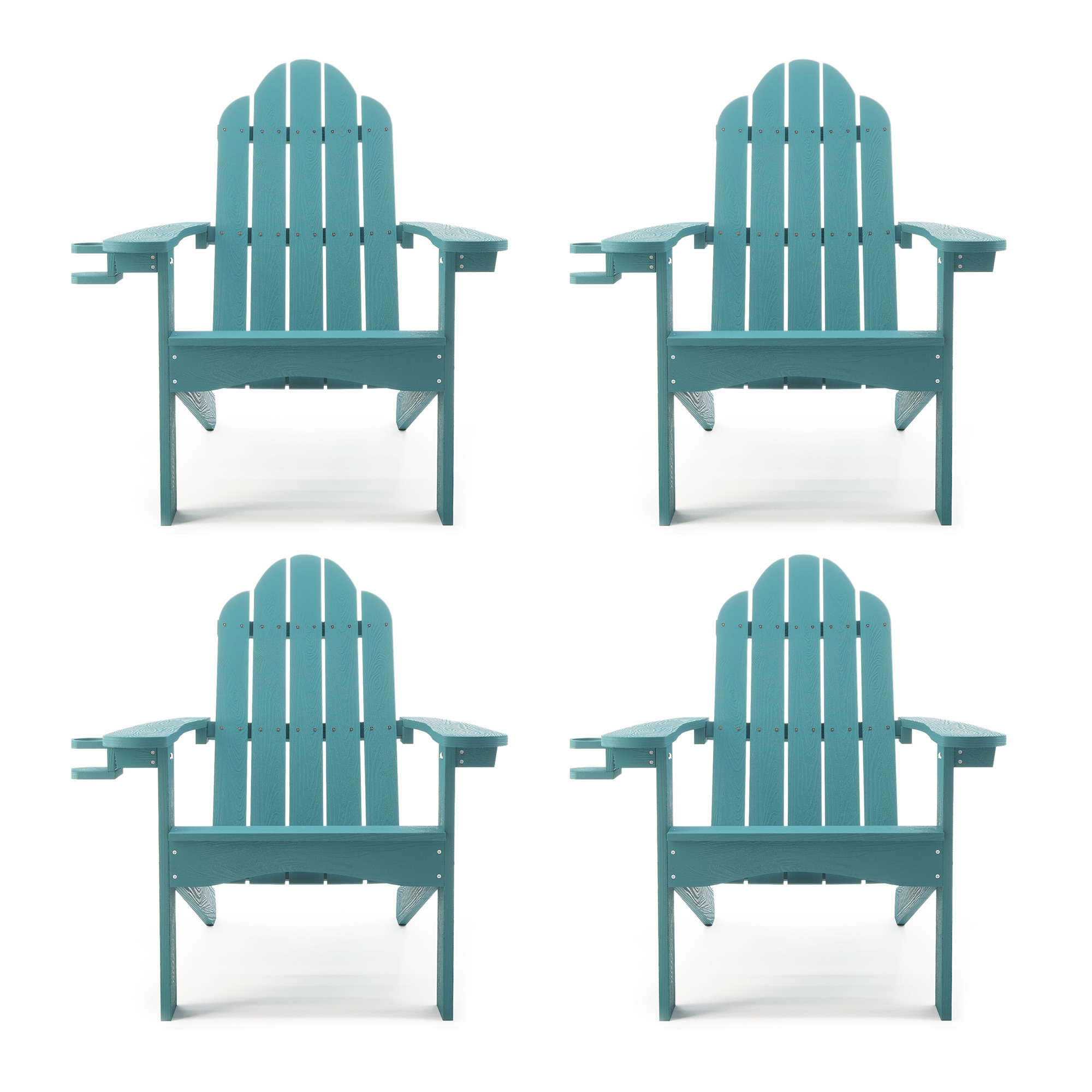 LUE BONA 4LB21CH0018-800LS The Adirondack Set of 4 Tiffany Blue Plastic Frame Stationary Adirondack Chair with Blue Slat Seat