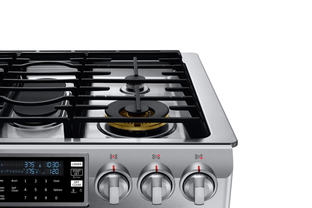 Samsung 30-in Standard 5 Burners 3.4-cu ft / 2.7-cu ft Self-cleaning