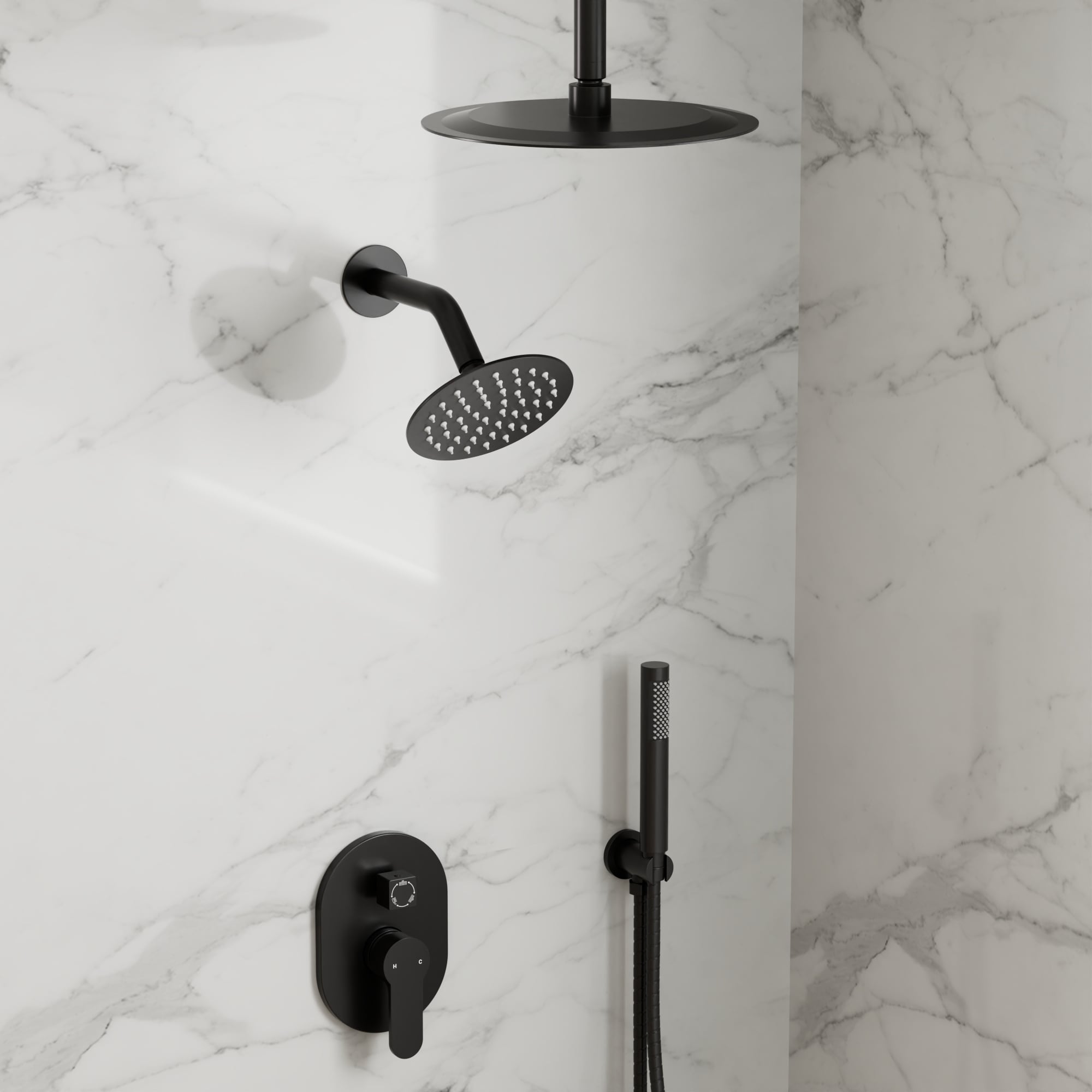 GRANDJOY FL2558-MB Tub-Shower-Faucets - View #2