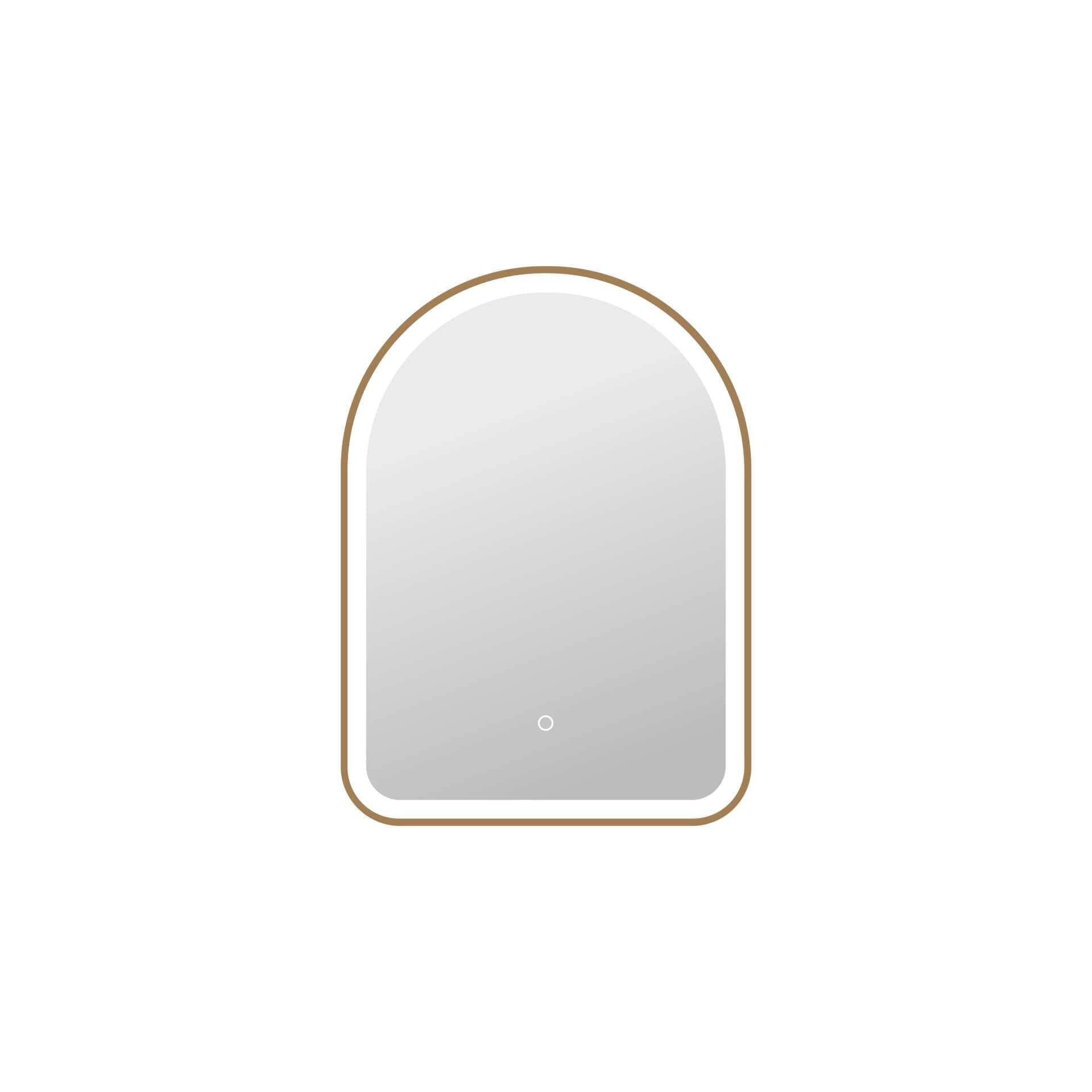 Simply Living Home Seraphine 30 inch Arch LED Front and Backlit Wall Mirror in Satin Gold