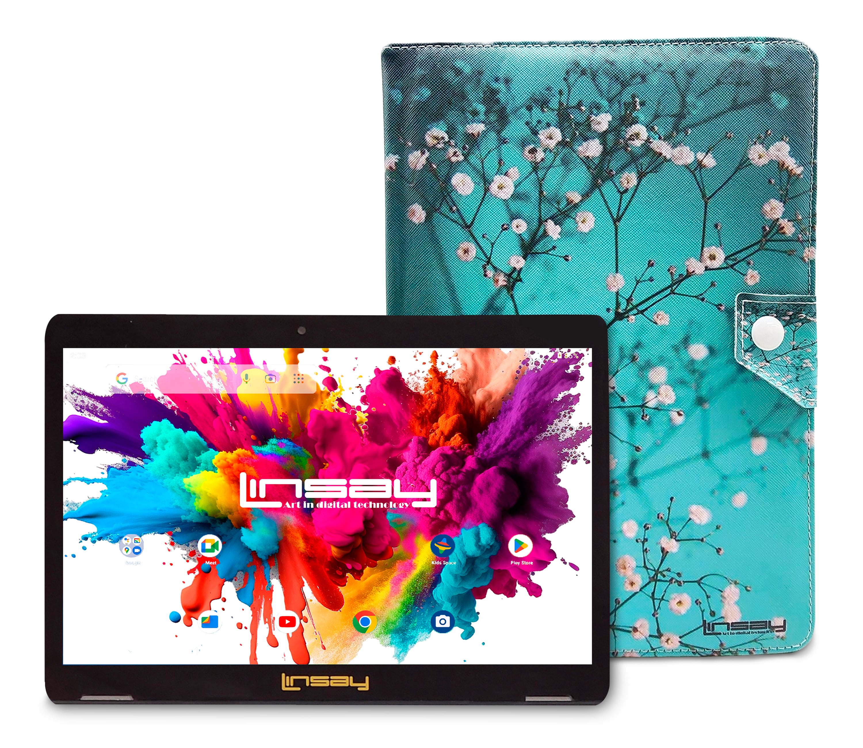 LINSAY F10PCMF 10.1-in 128 Android 13 Bluetooth Wi-Fi Tablet with Case Included