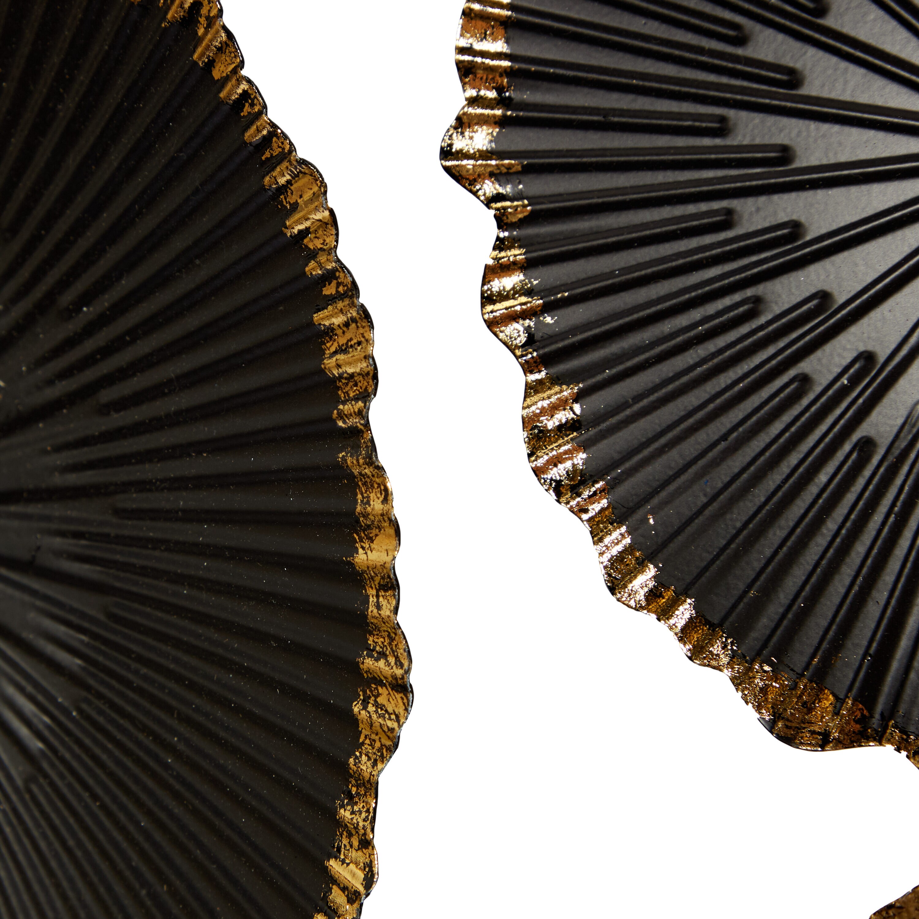 Black and Gold Circular Iron Wall Sculpture with Matte Finish