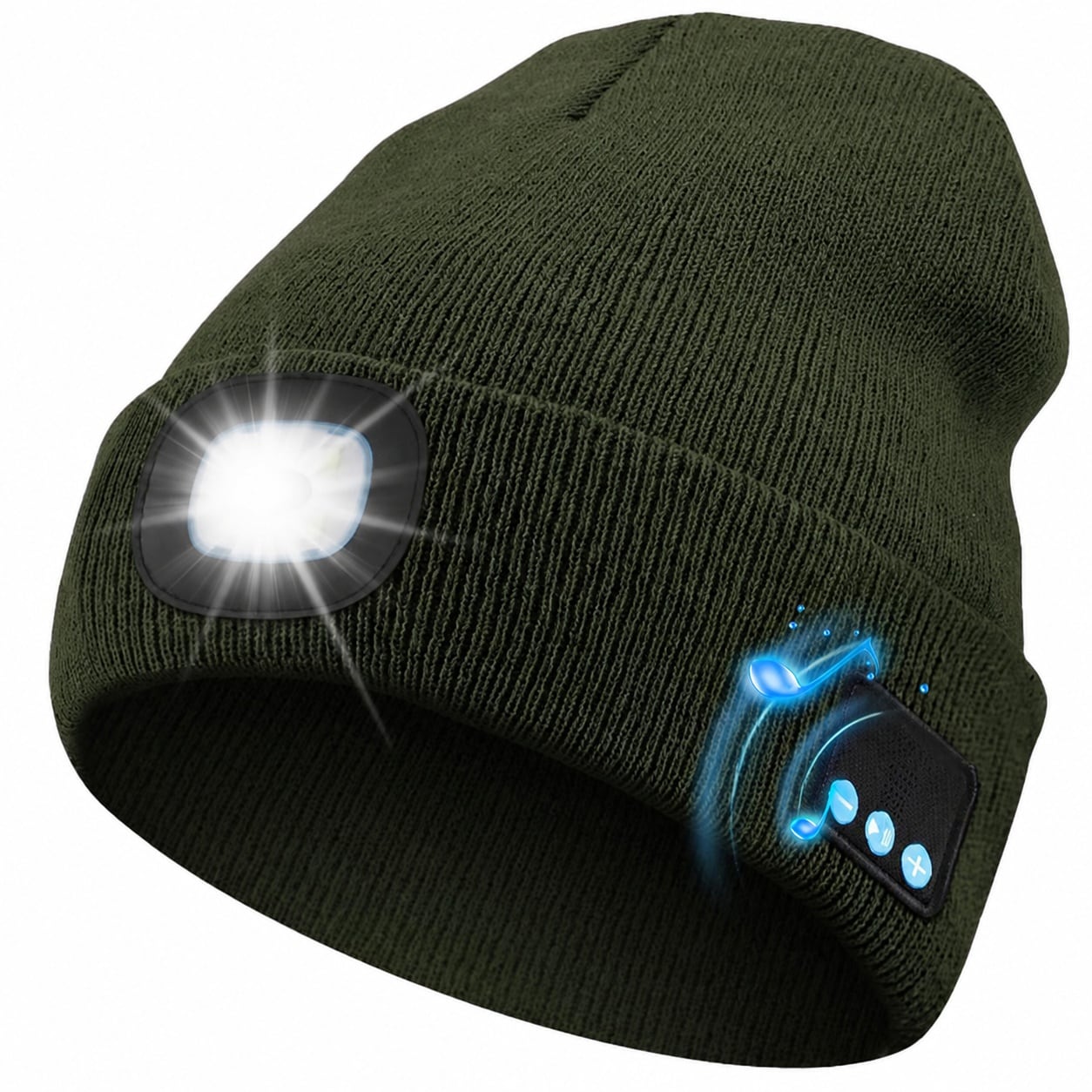 Yichuhaoxi  Bluetooth Beanie Hat with LED Light USB Powered Winter Headlamp Warm Stocking Stuffer Gift for Men Women Outdoor Activities