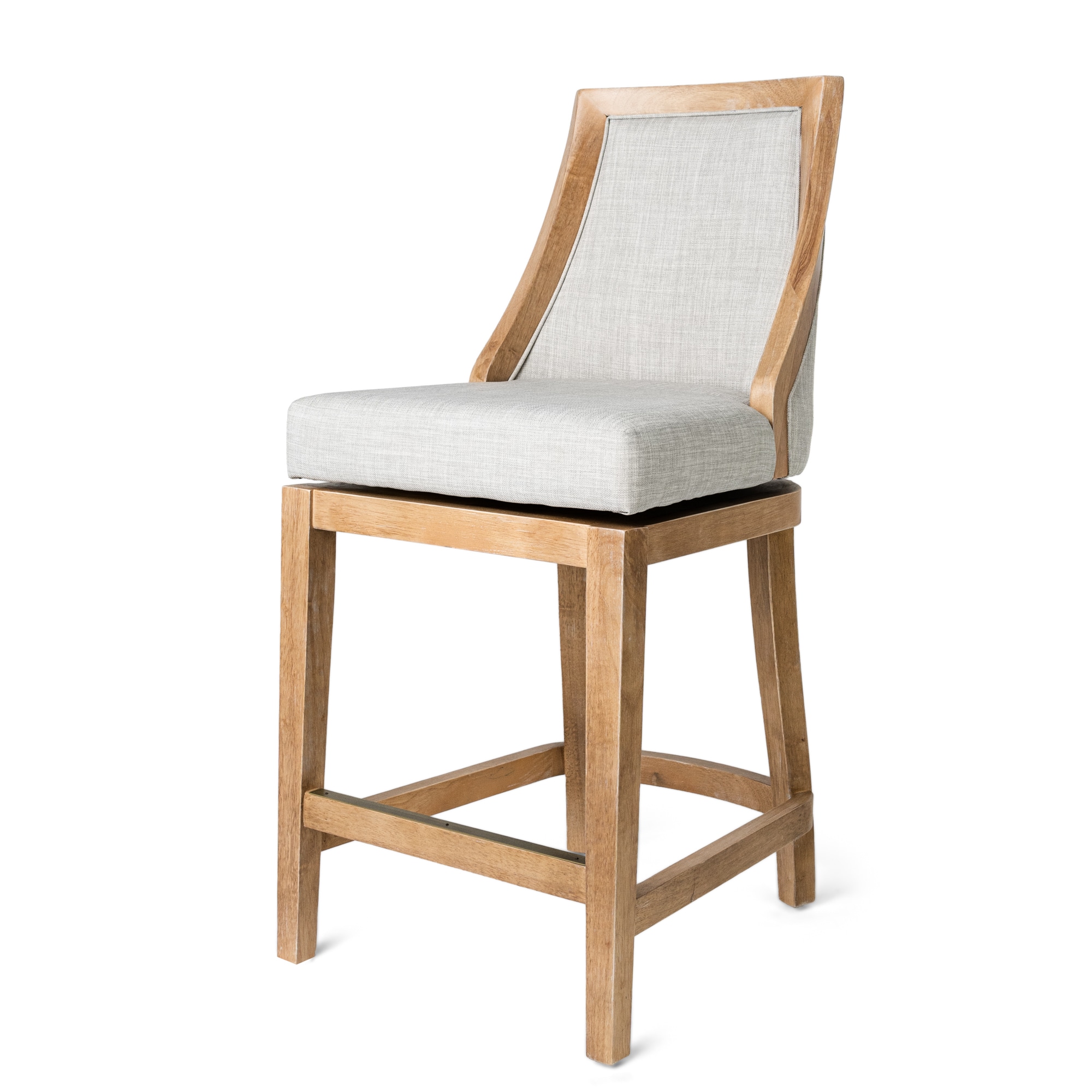 Maven Lane ML101109-FCS-WO Vienna Counter Stool in Weathered Oak Finish w/ Sand Color Fabric Upholstery