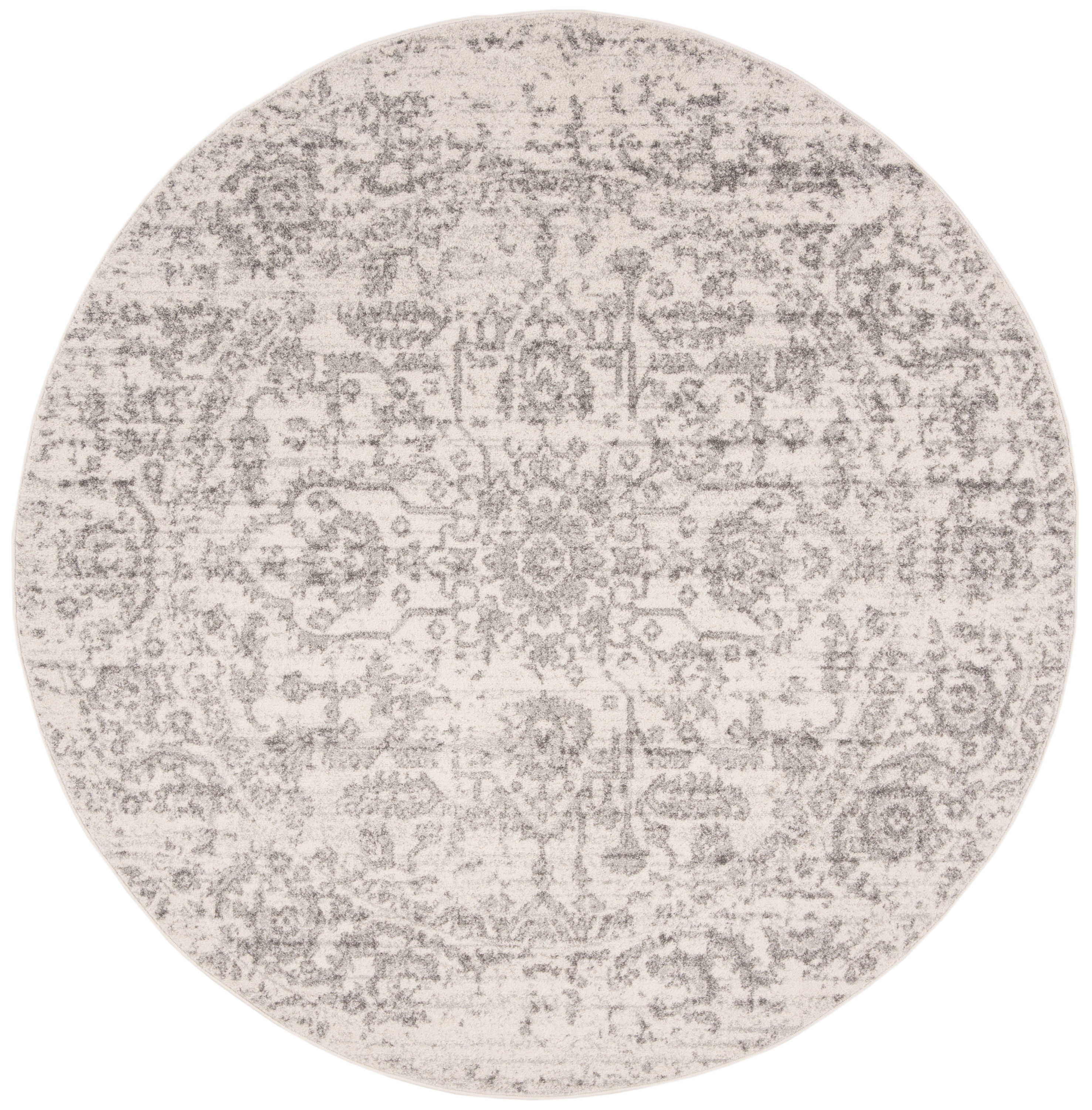 Safavieh MAD603G-8R Madison Nord 8 x 8 (ft) Loomed Polypropylene Silver/Ivory Round Indoor Floral/Botanical Bohemian/Eclectic Area rug
