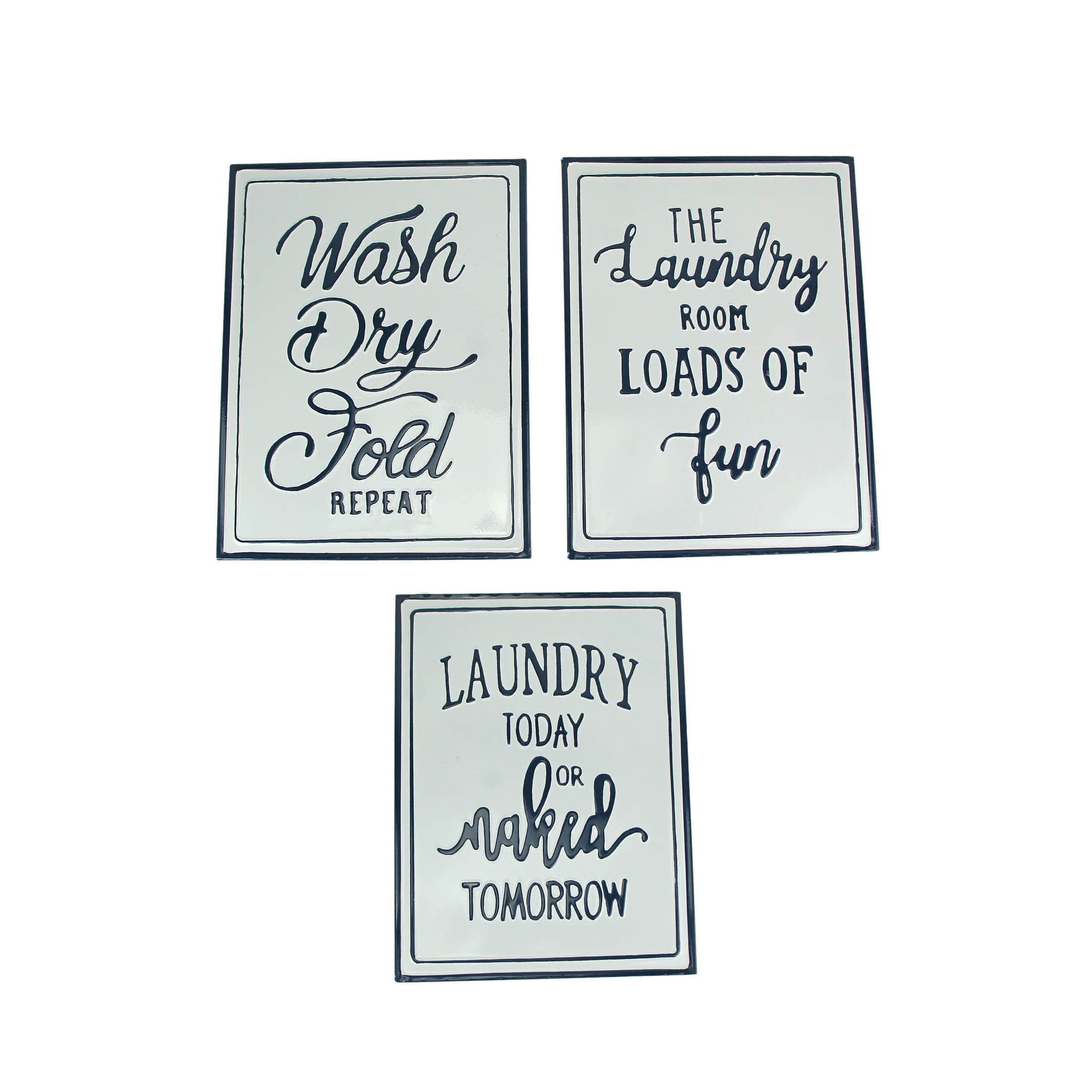 Mayrich Company MRC-34657-SET Set of 3 Metal Laundry Signs Decorative Wall Art Room Decor Home Accessories